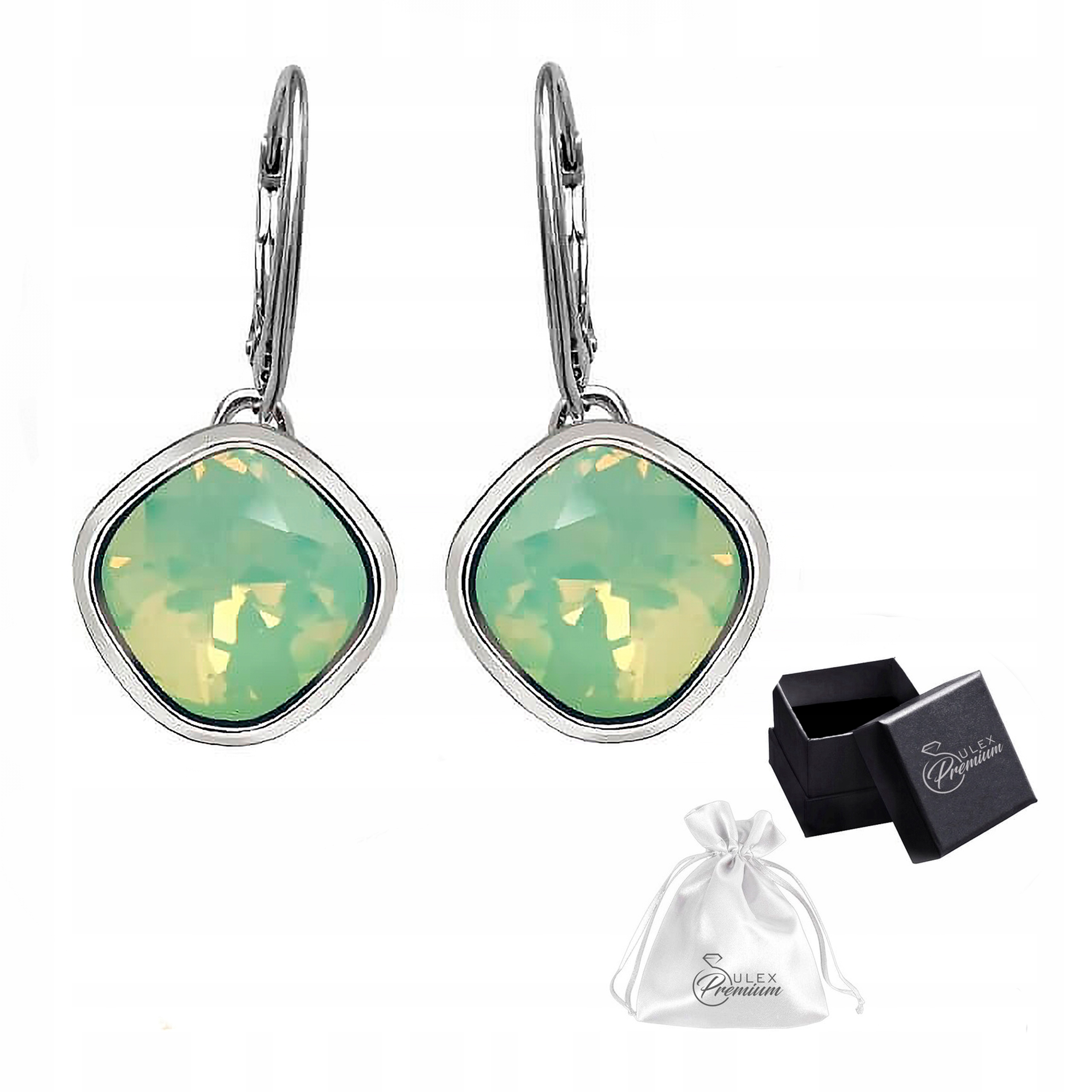 Stříbrné Náušnice z ryzosti 925, elegantní Náušnice s křišťálem Chrysolite Opal