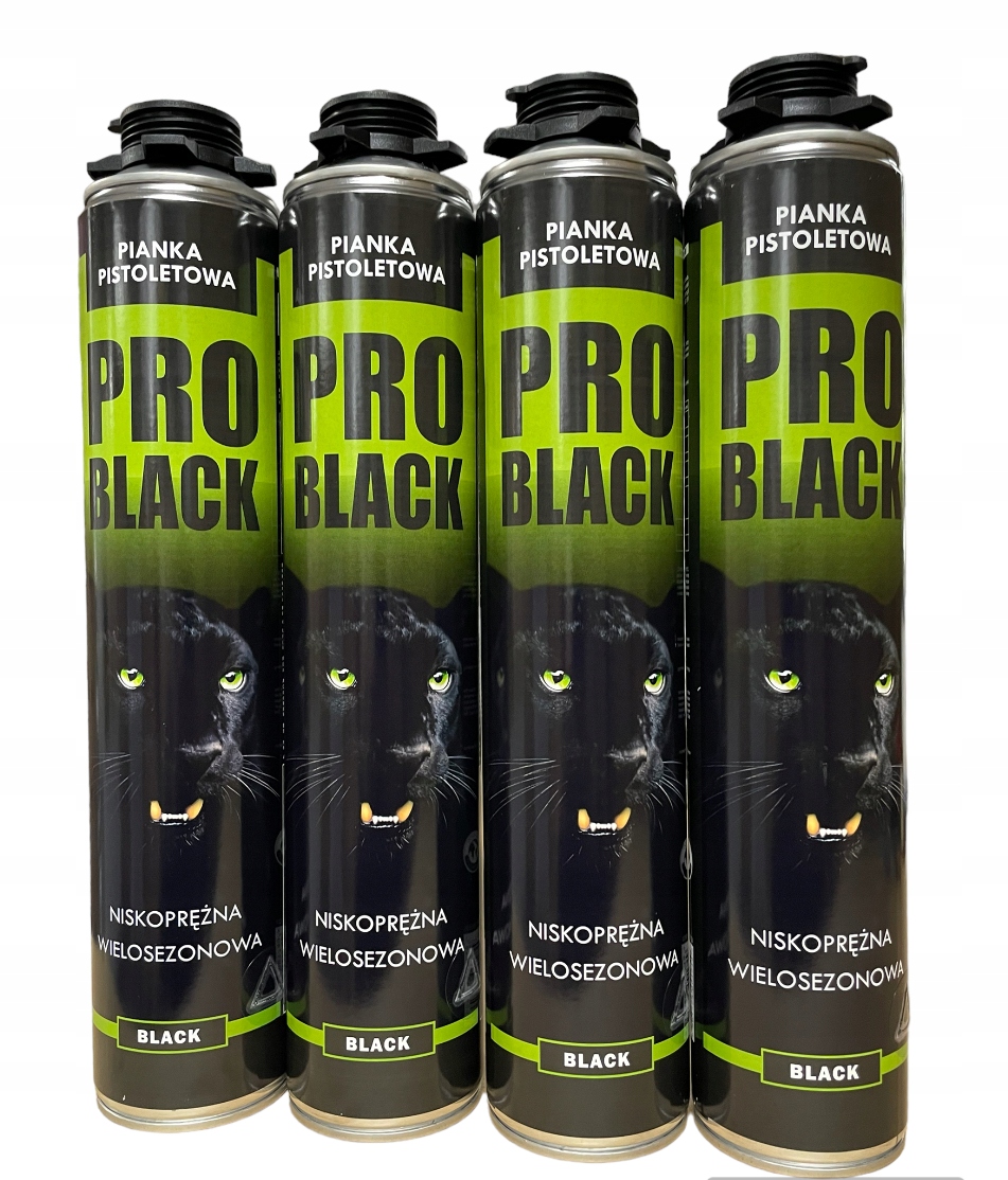 Czarna piana pianka montażowa niskoprężna Pro Black 750ml x 4 sztuki