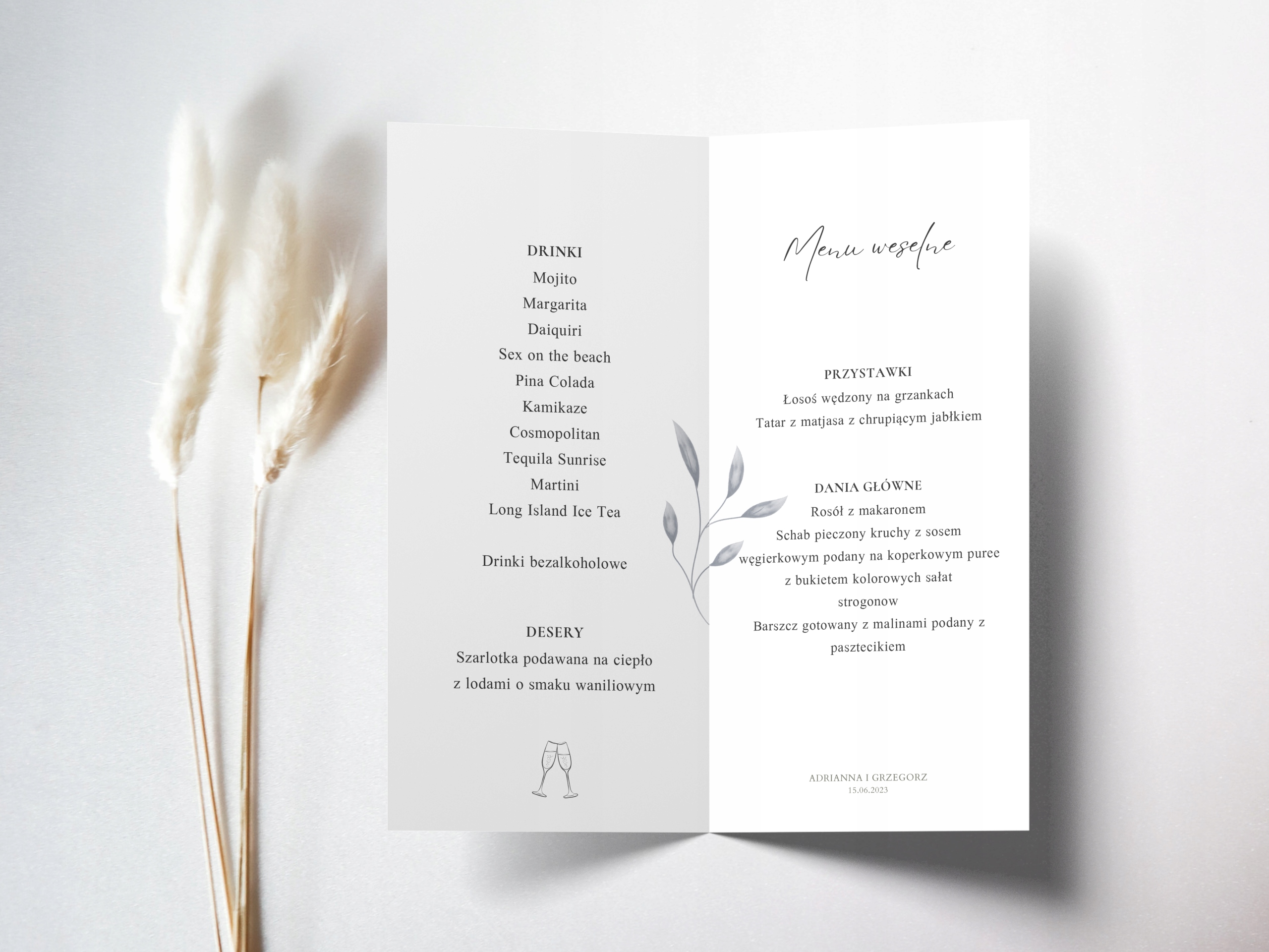 Menu weselne składane matowe EAN (GTIN) 5902010083804