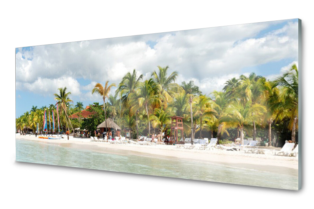 

Panel szklany do kuchni Plaża Palma Drzewa 125x50