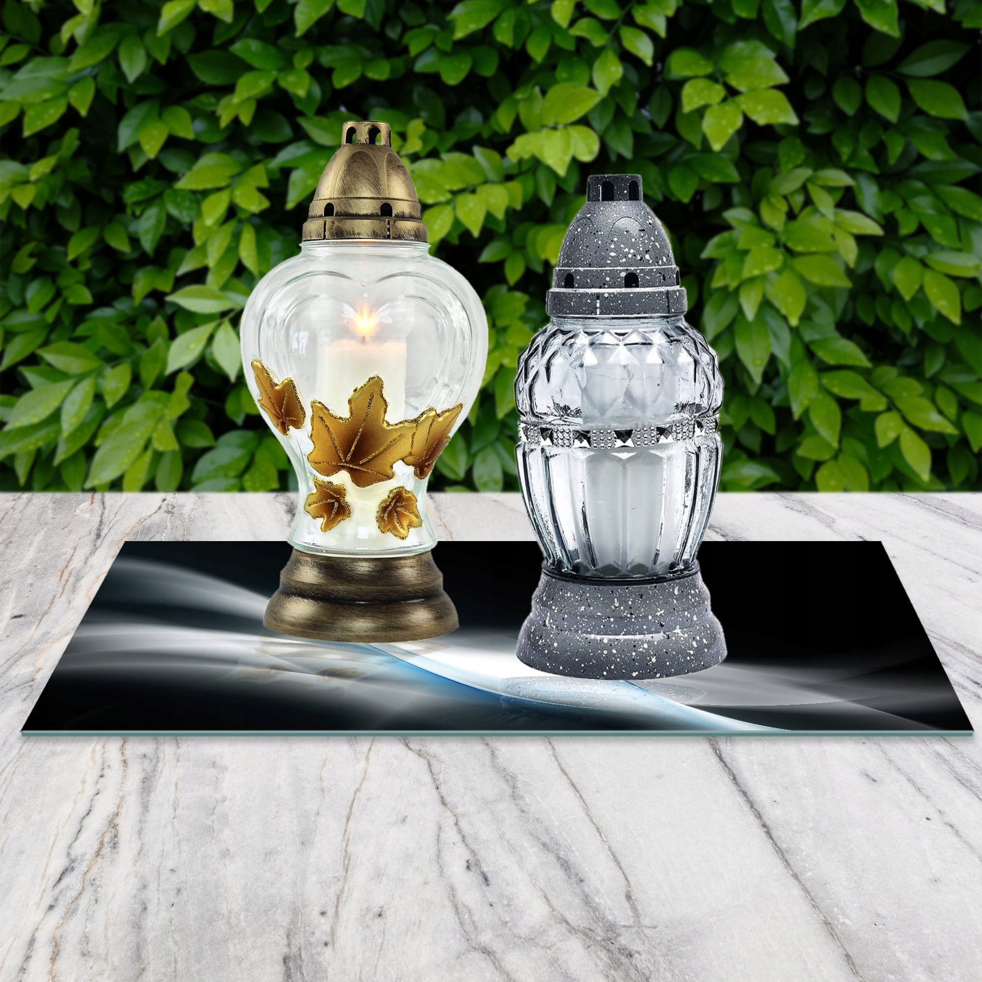 SZKLANA PODSTAWKA POD ZNICZE 60x20cm Popiel 125c Marka inna