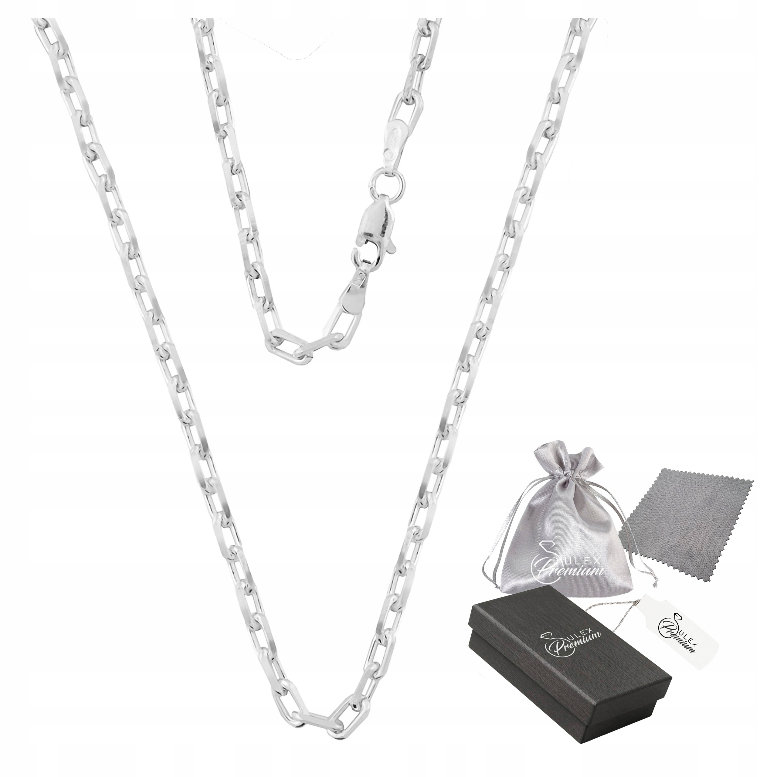 Elegantní diamantový kotevní Řetízek Stříbro 925 50 cm x 3,5 mm