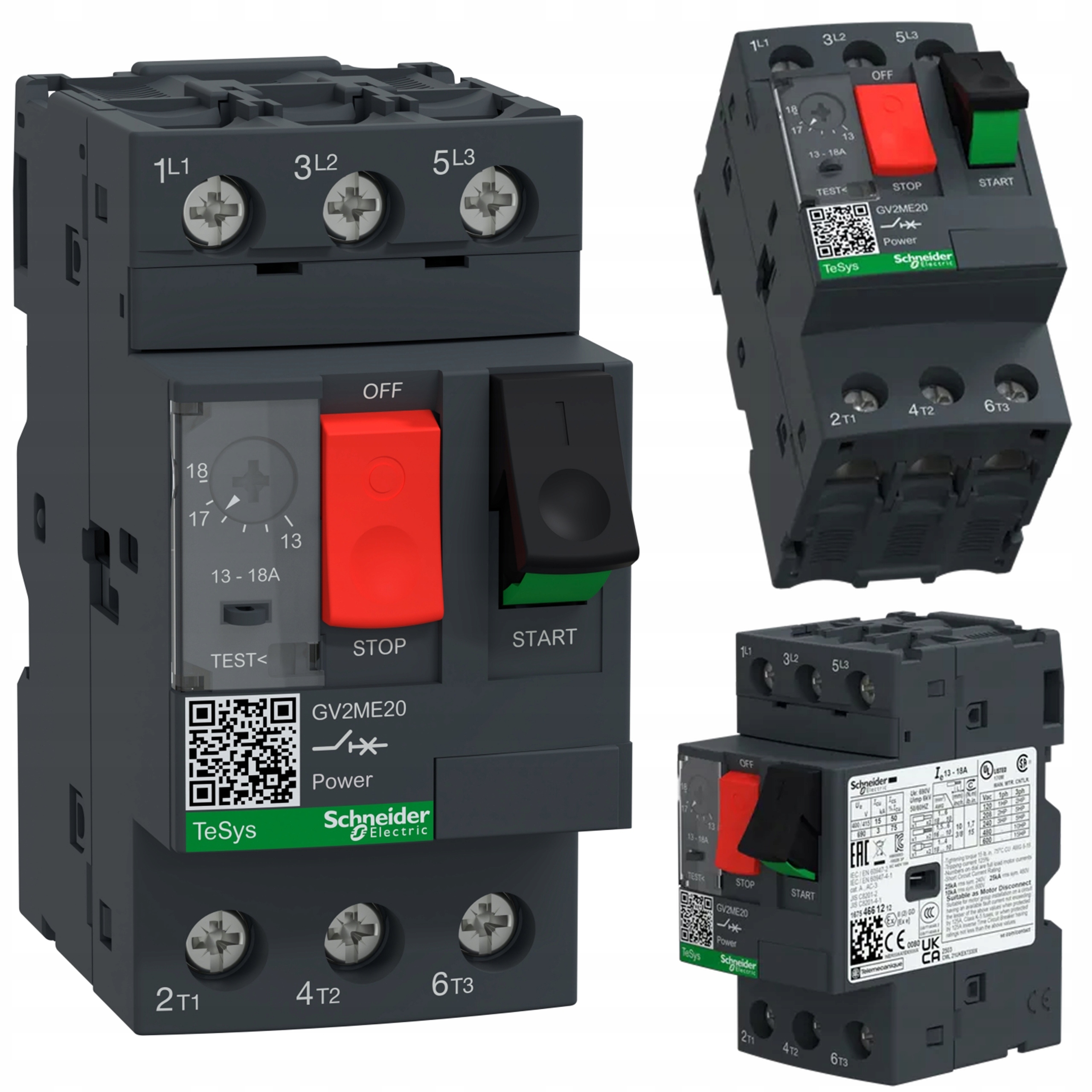 Motorový spínač s pohonom TeSysDeca 3P 11kW 20-25A Pl, svorky GV2ME22AP