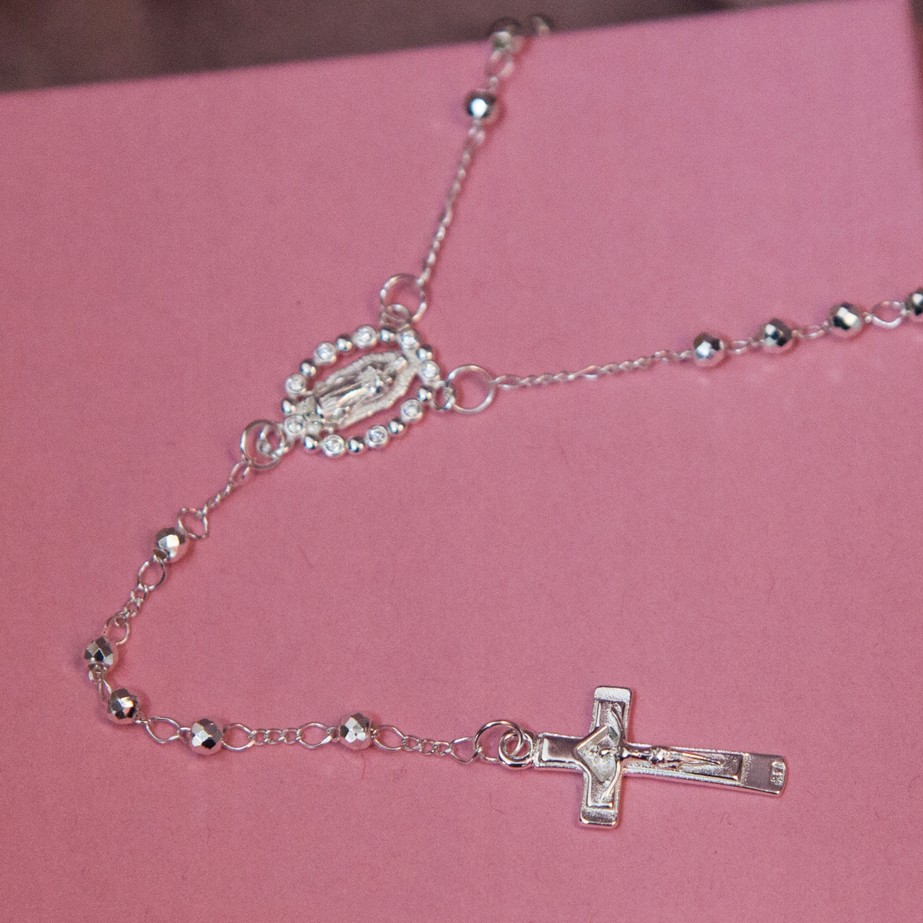 Stříbrný růženec stříbro 925 stříbrné korálky svaté přijímání křest