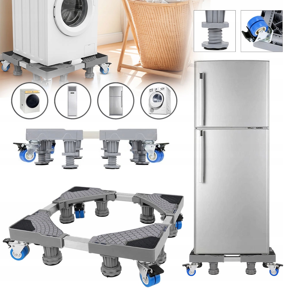 Stojak Pod Pralkę Z 4 Kółkami, Mobilny Wałek, Regulowana, Podstawa Pralki