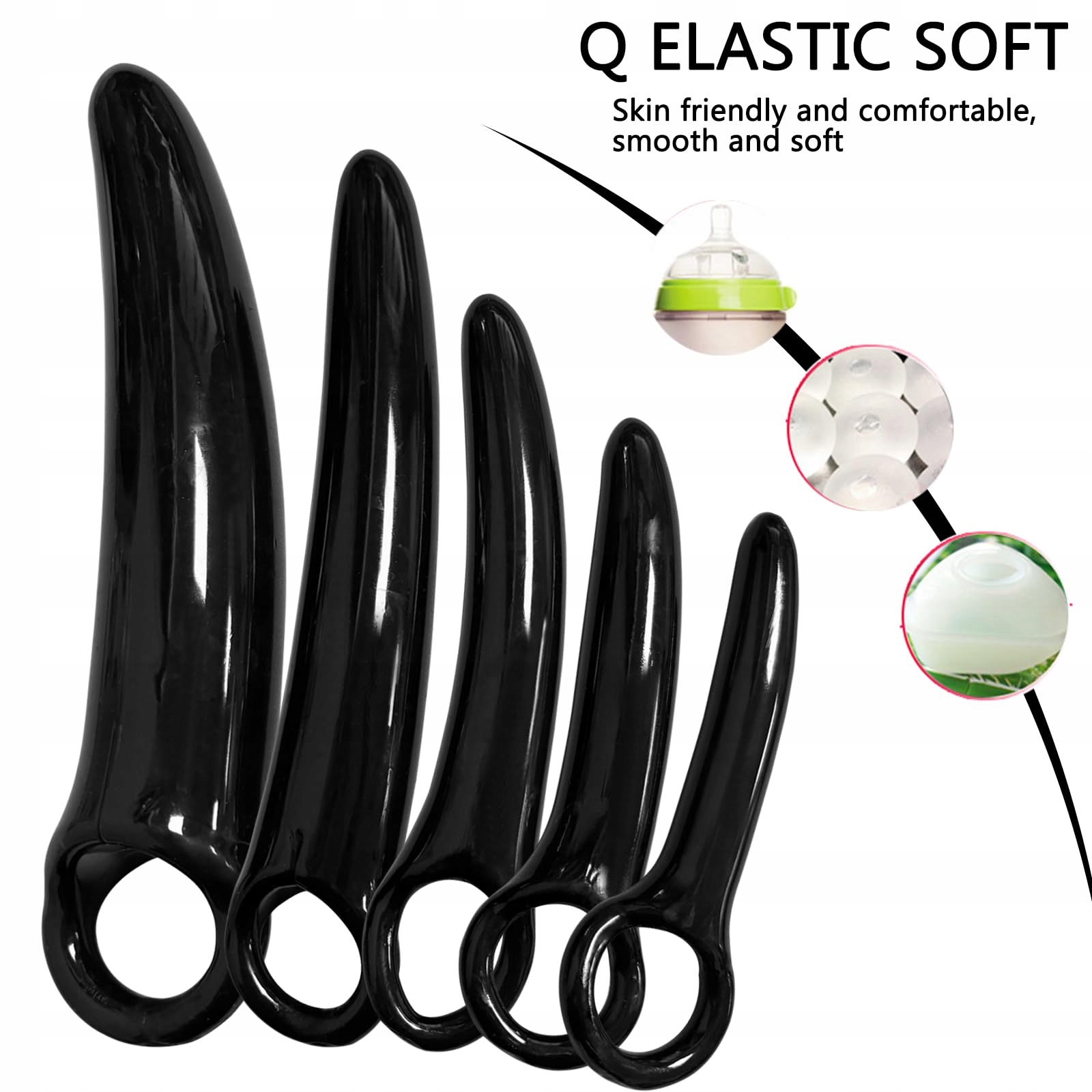 PREMIUM Zestaw 5 Silikonowych Dilatorów Anus i Pochwy dla Kobiet i Mężczyzn — miniatura 2