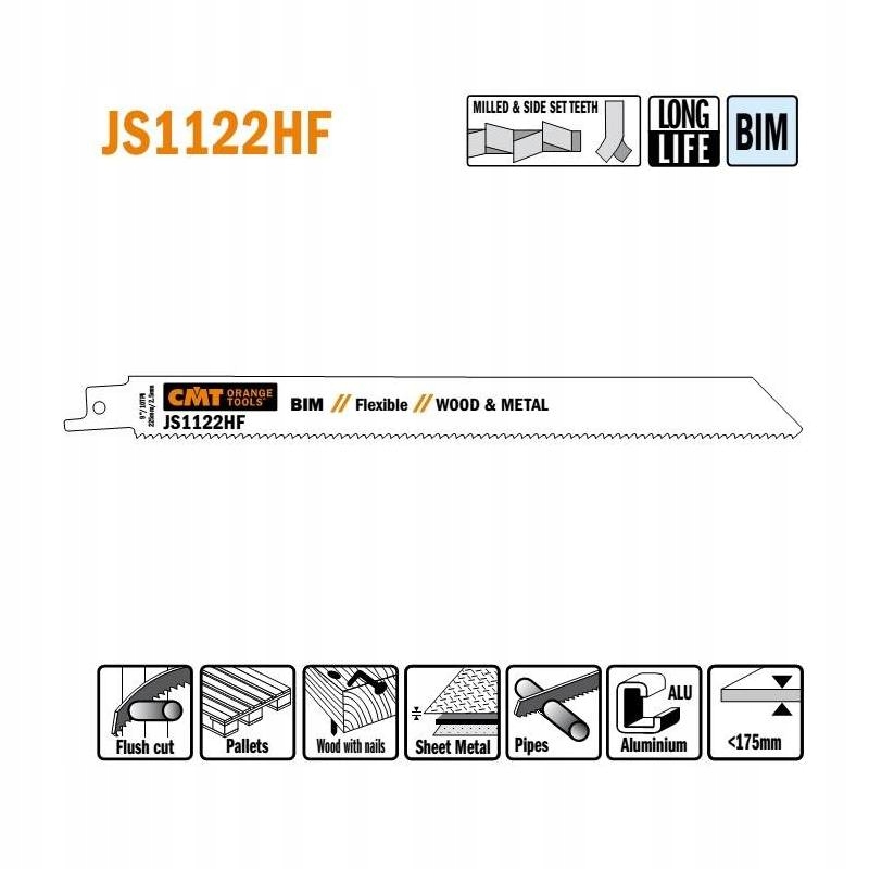 CMT PIŁA SZABLASTA 225mm 10TPI 5szt. JS1122HF-5