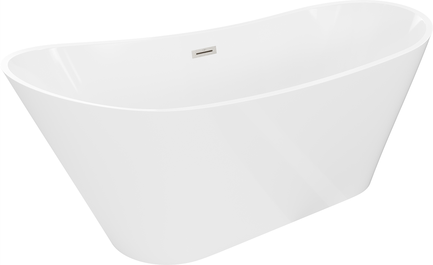 Mexen Dora volně stojící vana 150 x 75 cm, bílá, přepad nikl kartáčovaný