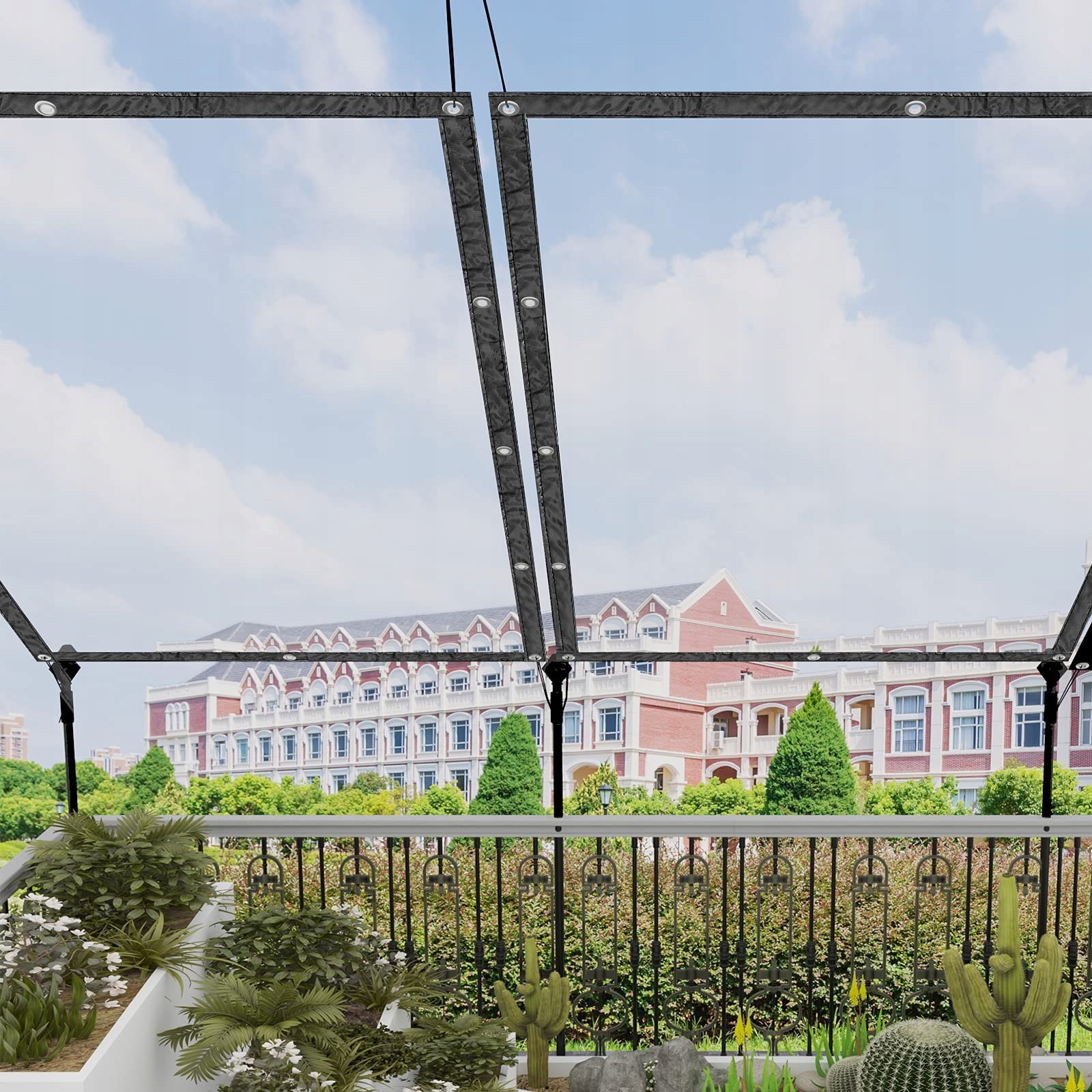 Plandeka 380/m² PVC z oczkami 2x3 Przezroczysta Producent Woltu