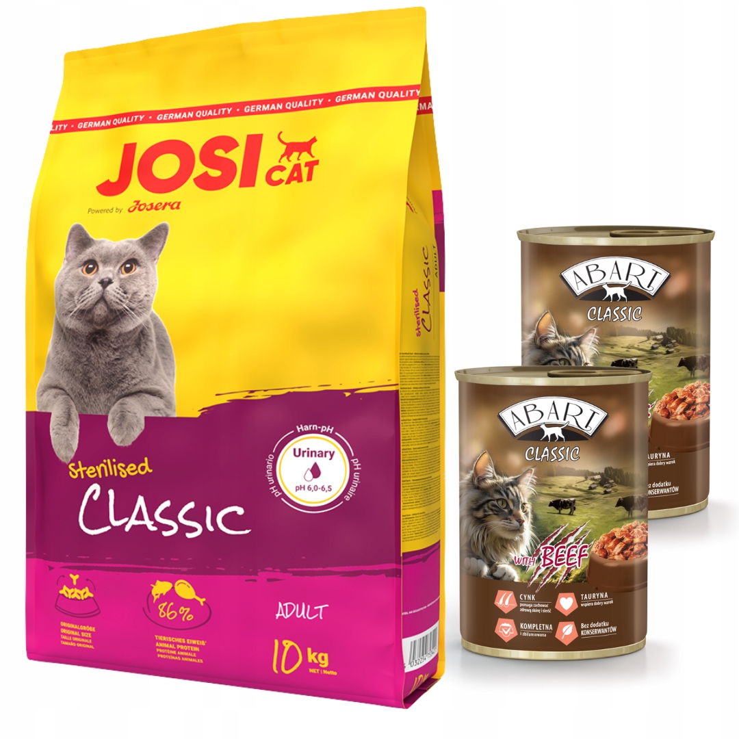 Levně Josera JosiCat Sterilised Classic 10 kg 2x Abart konzerva pro kočky s hovězím masem
