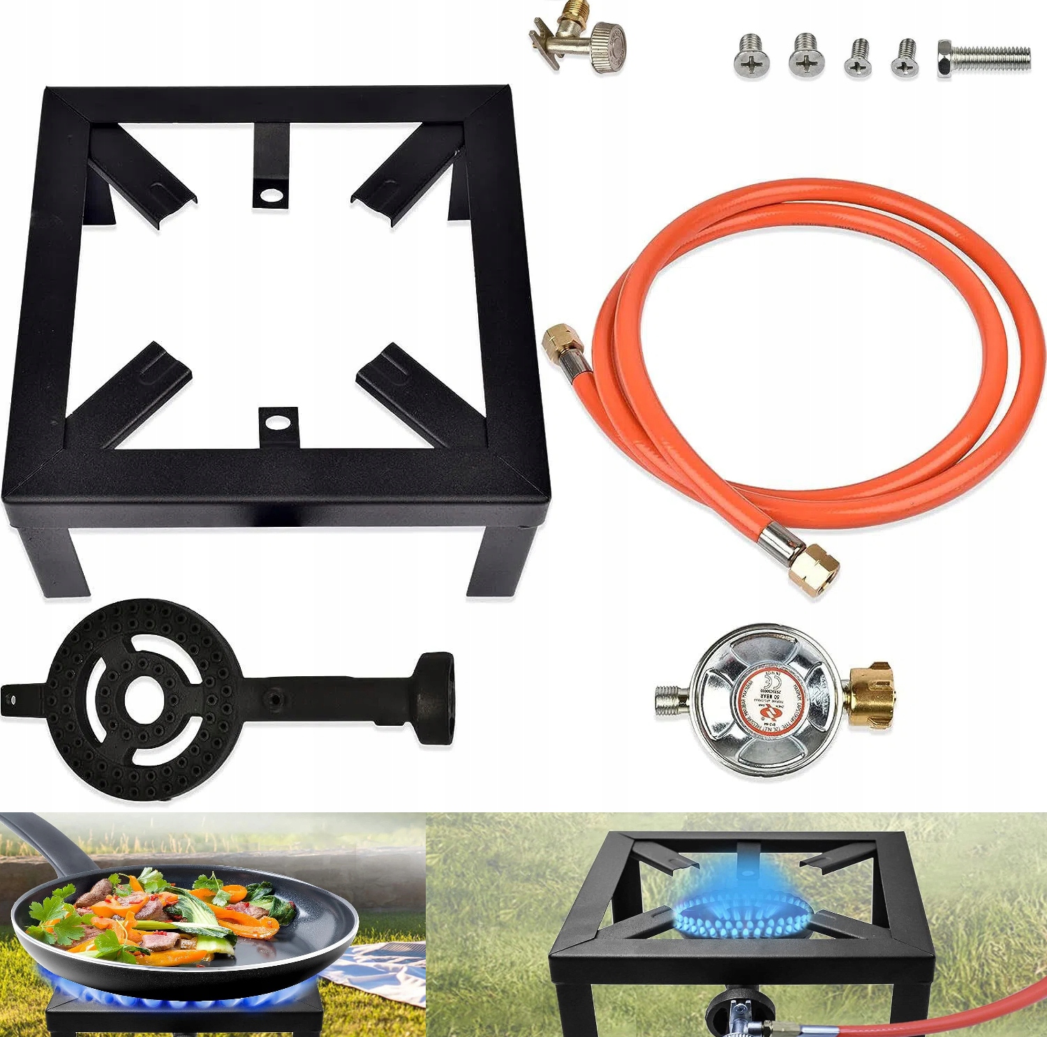 Plynová Stolička Litinový Hořák Na Láhev Turistický Vařič Hadice 8KW Sada