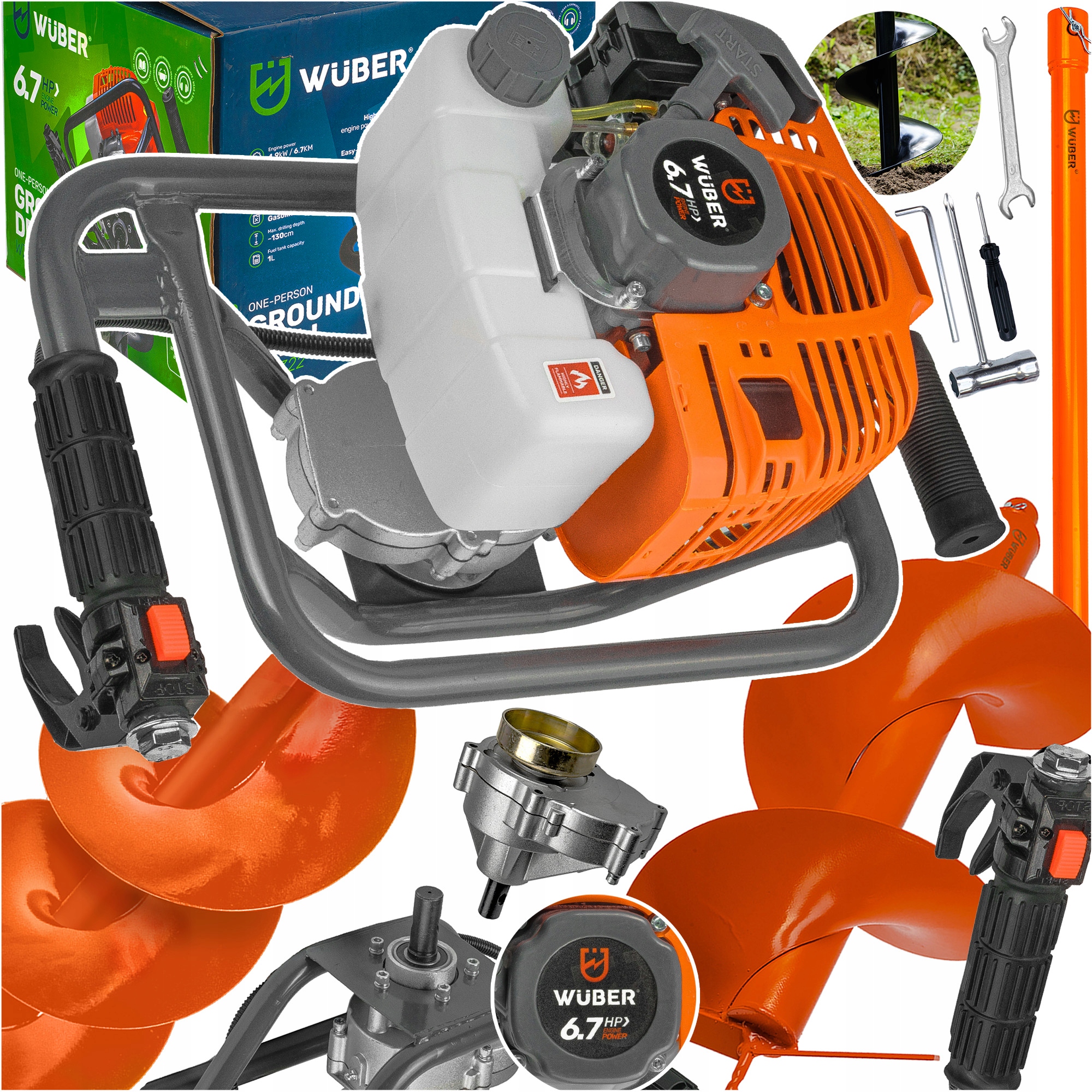 Benzínová Vrták Do Půdy 6,7 Hp Prodloužení Vrták Wuber