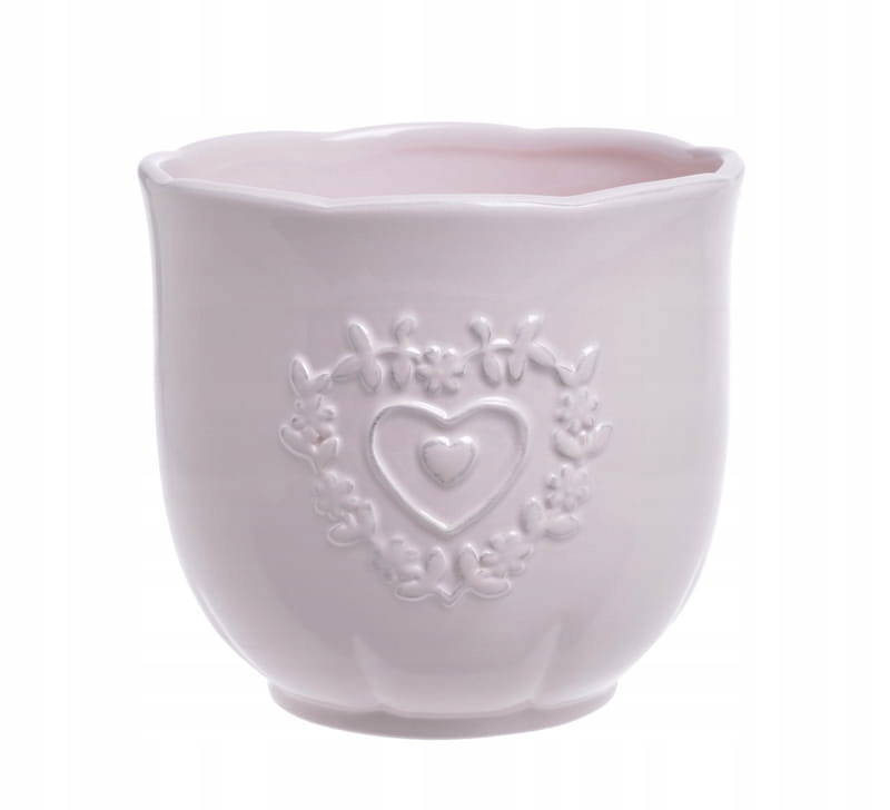 Osłonka różowa 2 serca 13x12cm domowa doniczka