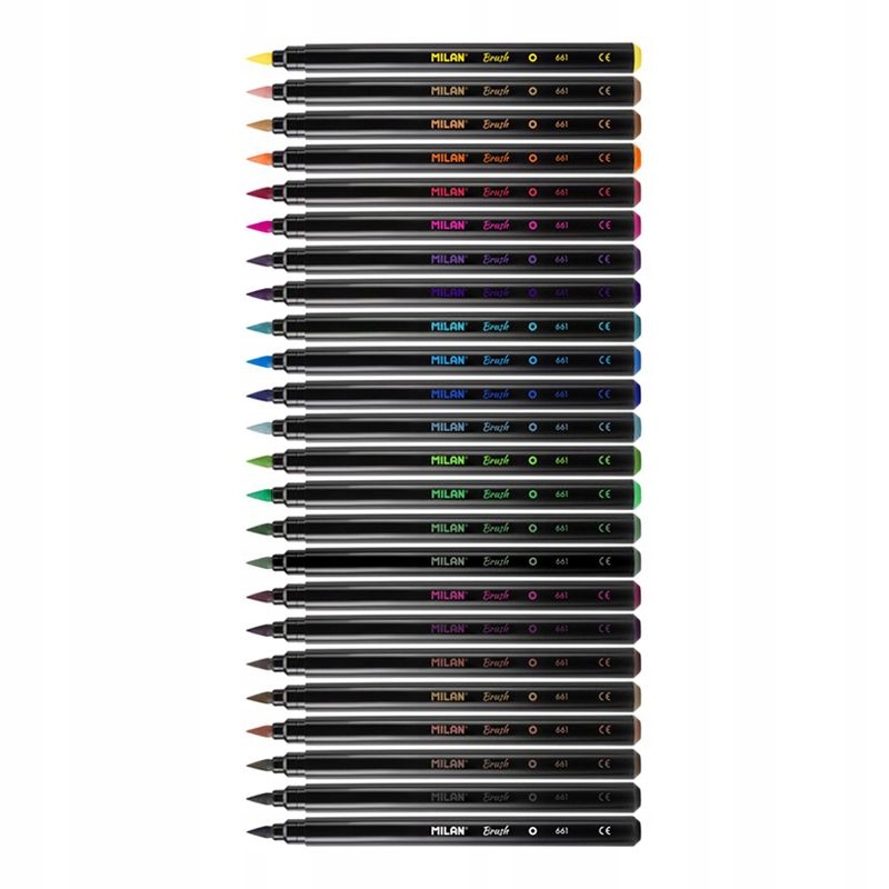 WODNE FLAMASTRY PĘDZELKOWE zestaw 24 kolorów MILAN w KSZTAŁCIE PĘDZELKA Kod producenta flamastry na bazie wody, pędzelkowe mazaki