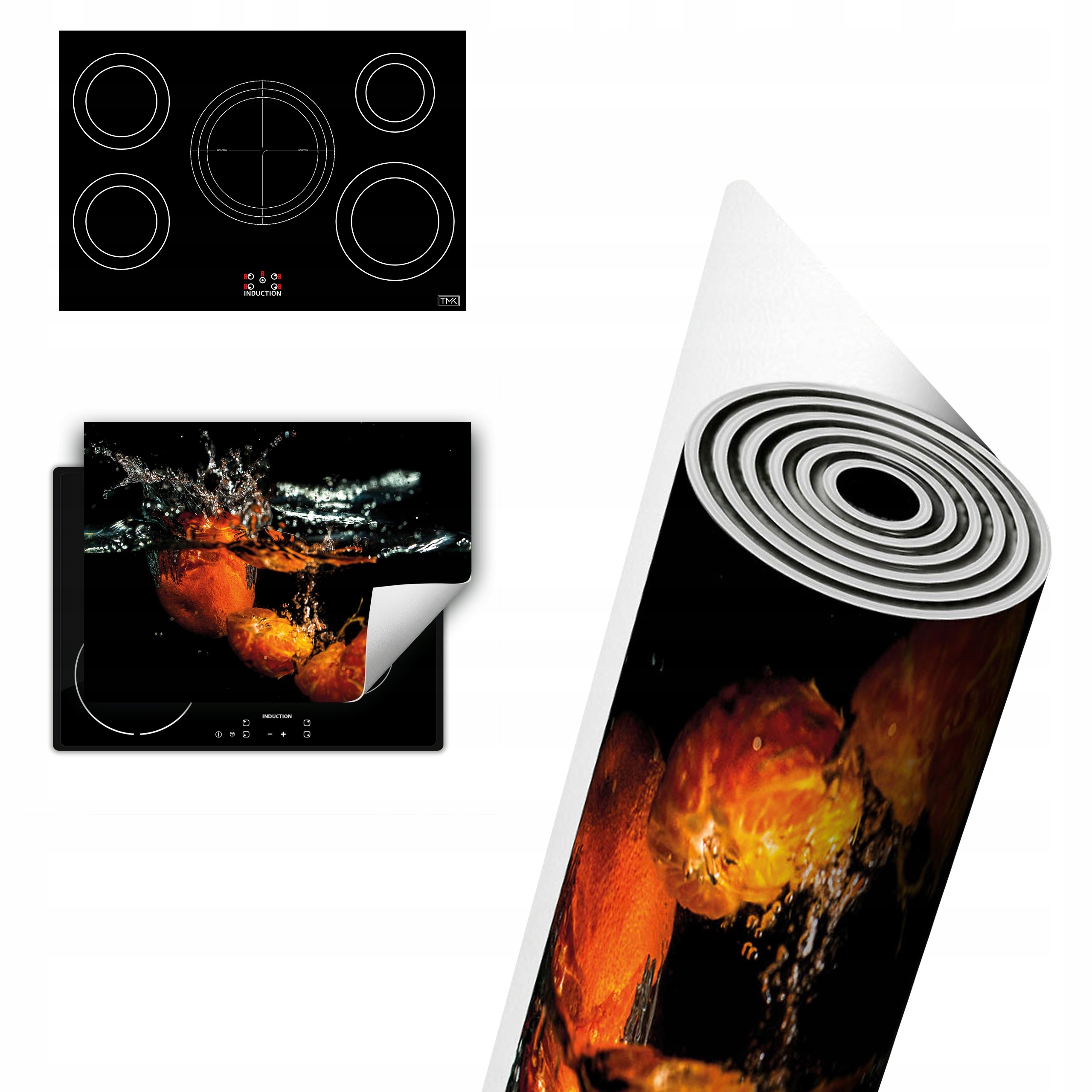 Vinylová Ochrana Na Indukci Deska 80x52 černá voda pomeranč