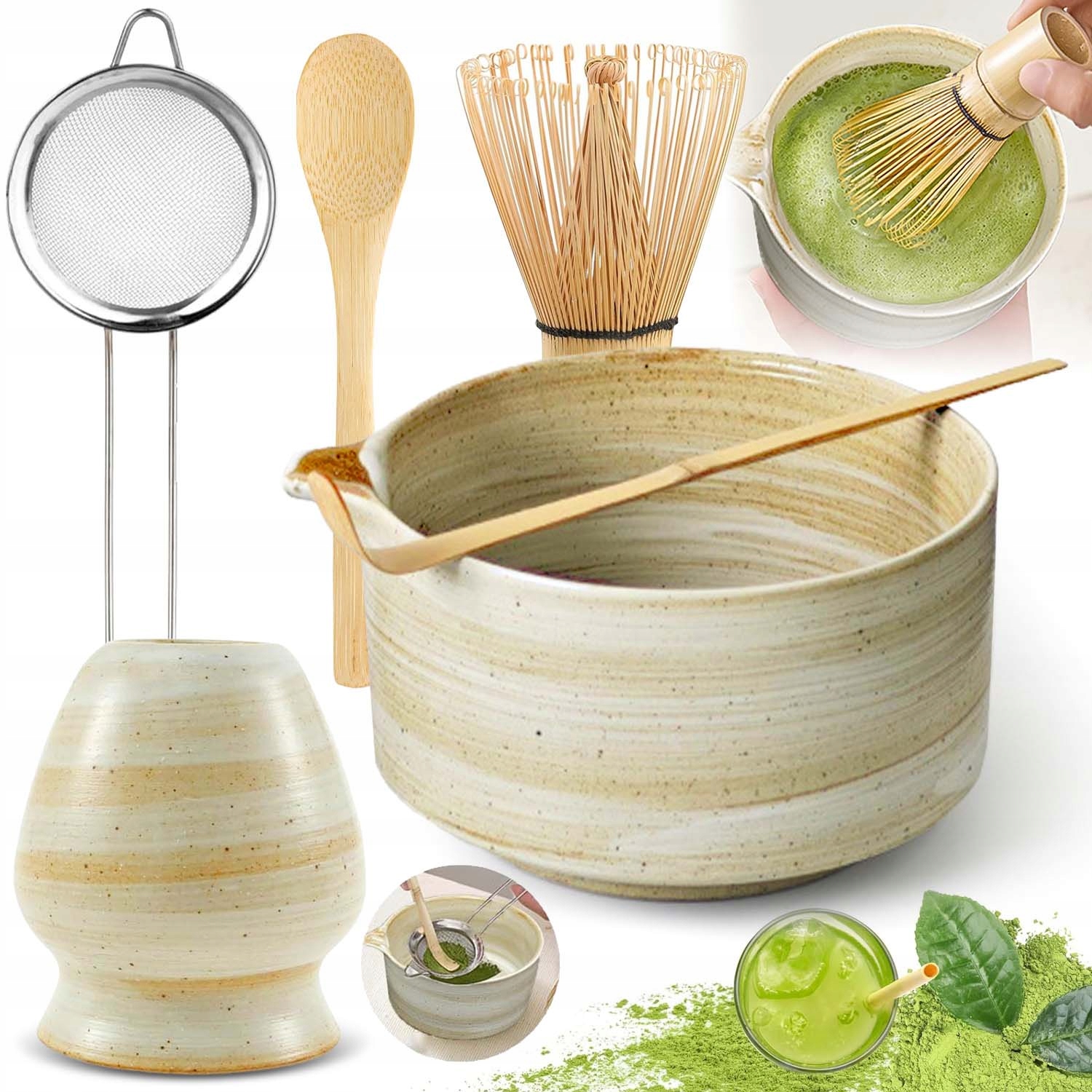 Levně Sada Metliček Na Čaj Matcha Keramická 6 Ks Ideální Dárek