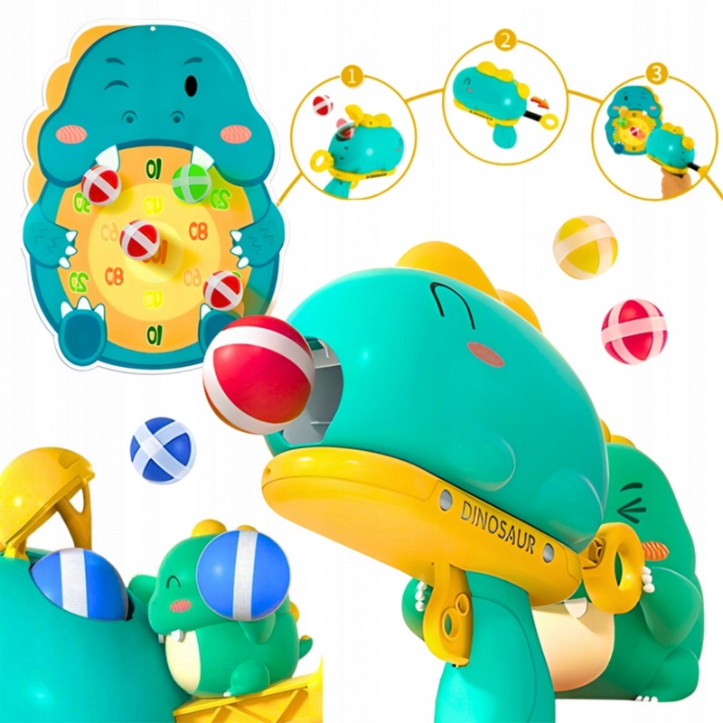 GRA W RZUTKI PISTOLET DINOZAUR NA KULKI RZEPY Płeć unisex