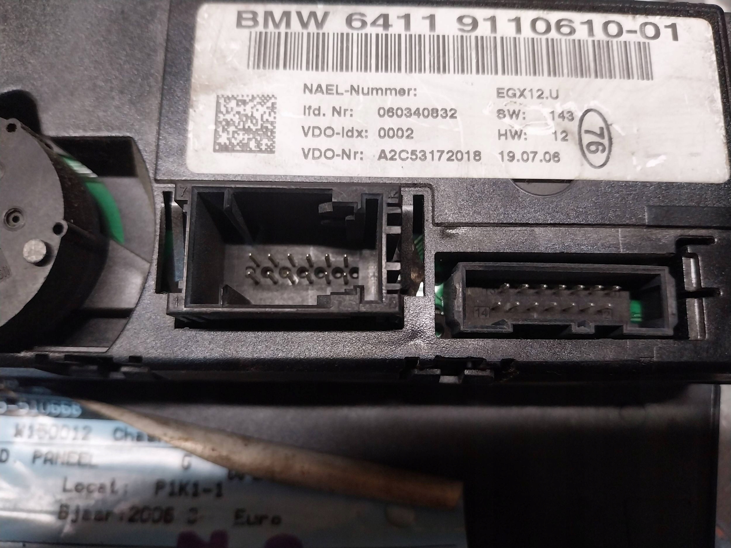 PANEL air conditioning devices of the air conditioning 9110610 BMW E81 E87 E88 E90 E91 E92 E93