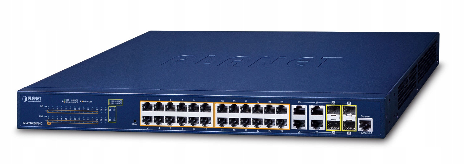 GS-4210-24PL4C switch 1G 24x PoE (802.3at) až 430W 4x 1Gb Tp/sfp, Mng