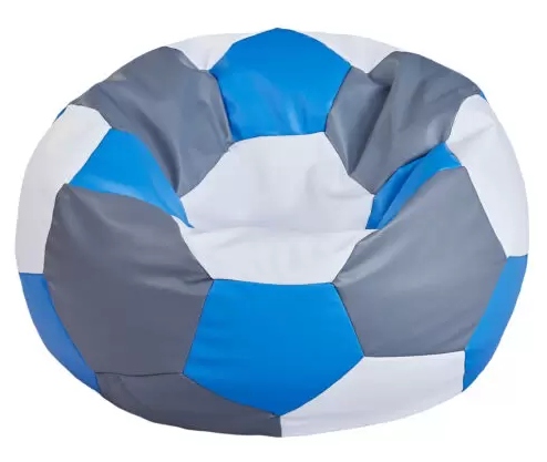 pufa piłka siedzisko ekoskóra sako dla dziecka niebieski biały szary