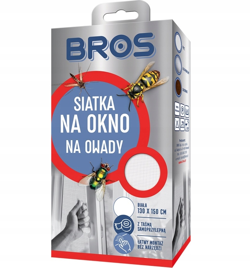 

Moskitiera siatka na okno Bros 1,3 x 1,5m biała