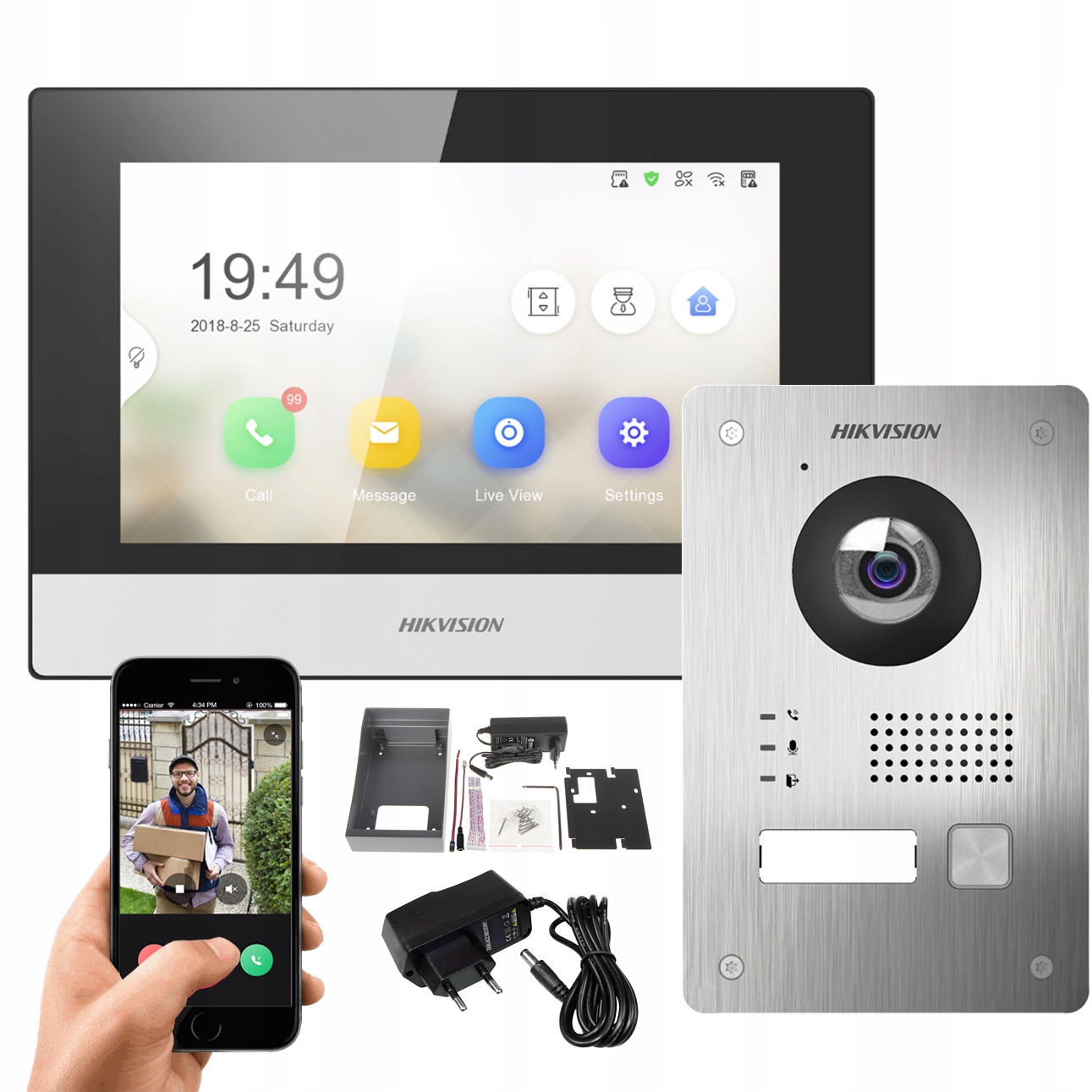 

Wideodomofon WiFi DS-KIS703-P Furtka Brama LCD 7''