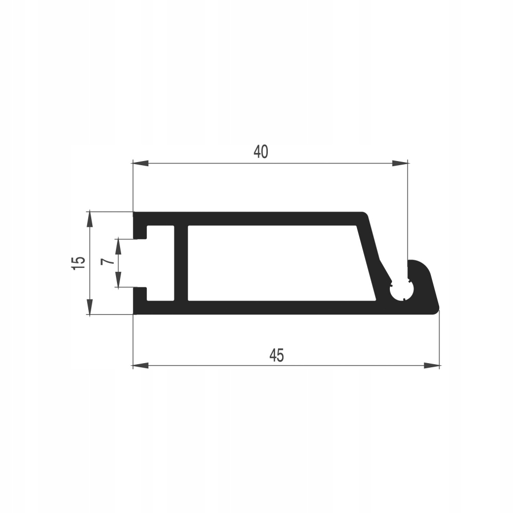 Stojící práh pro vnější dveře effector Lpd 15, úsek 1,5 metru