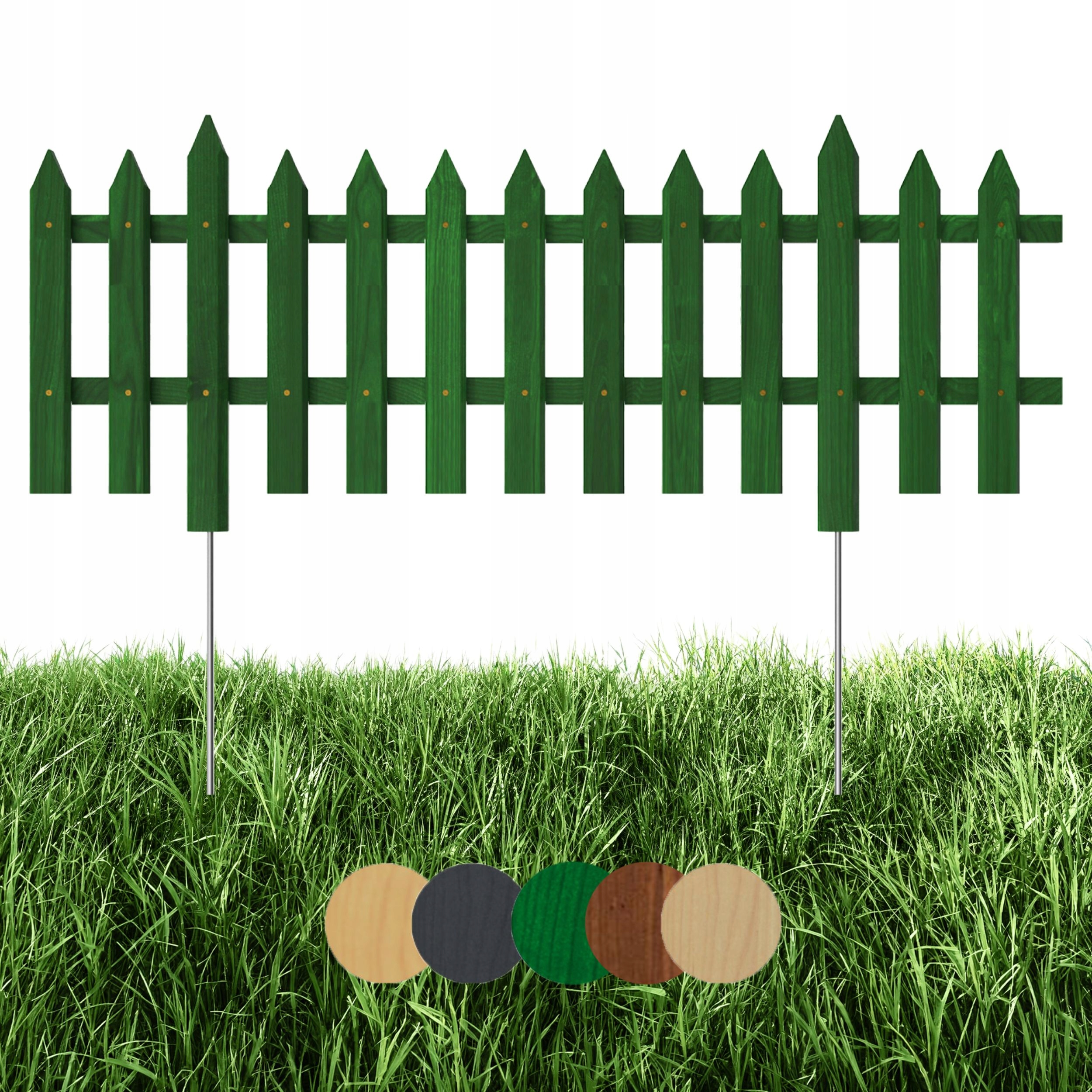 Zahradní plot dřevěný, záhonový, palisáda 100 x 30 cm Zelený
