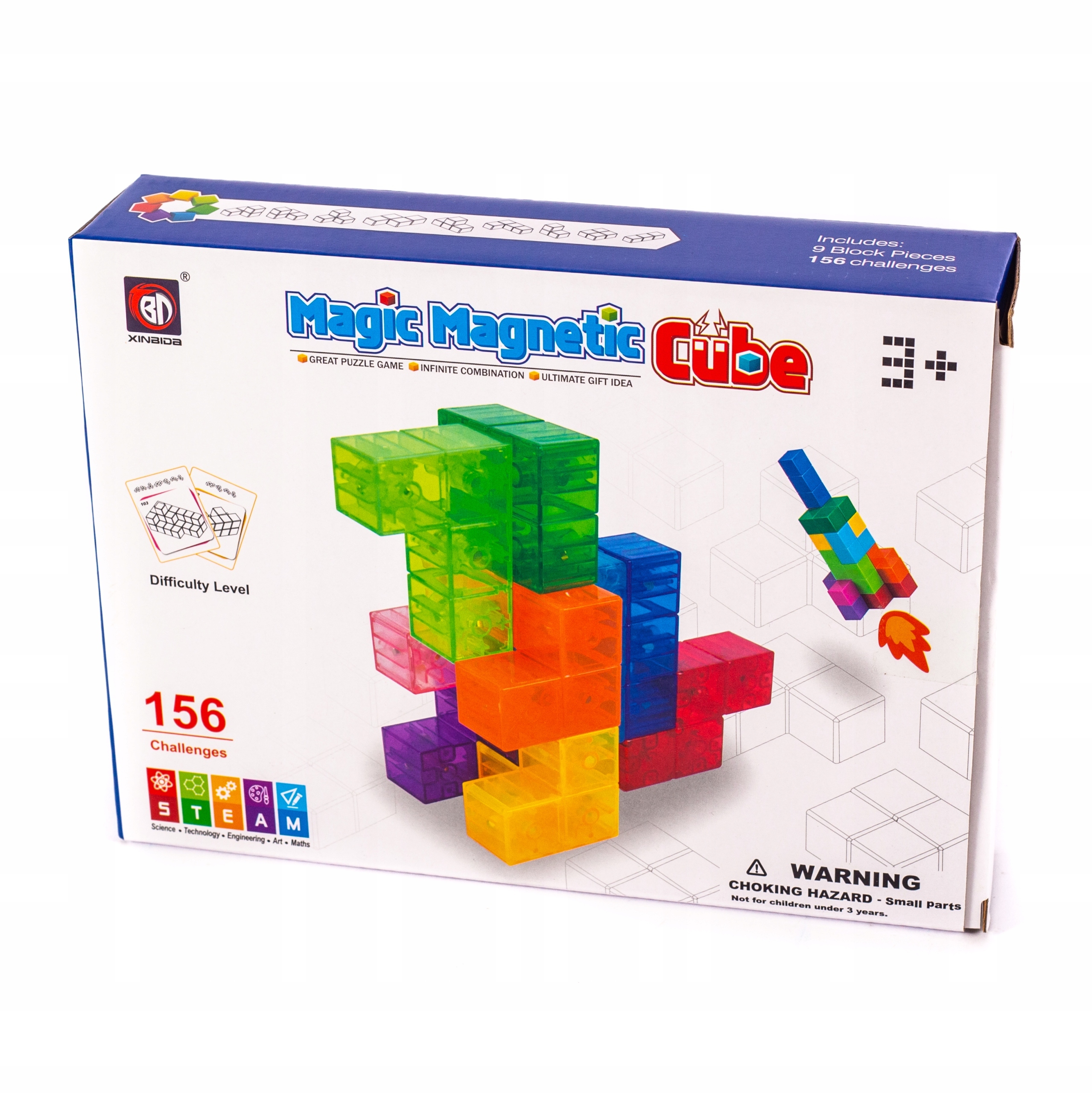 KOLOROWE KLOCKI MAGNETYCZNE 3D UKŁADANKA LOGICZNA Materiał plastik