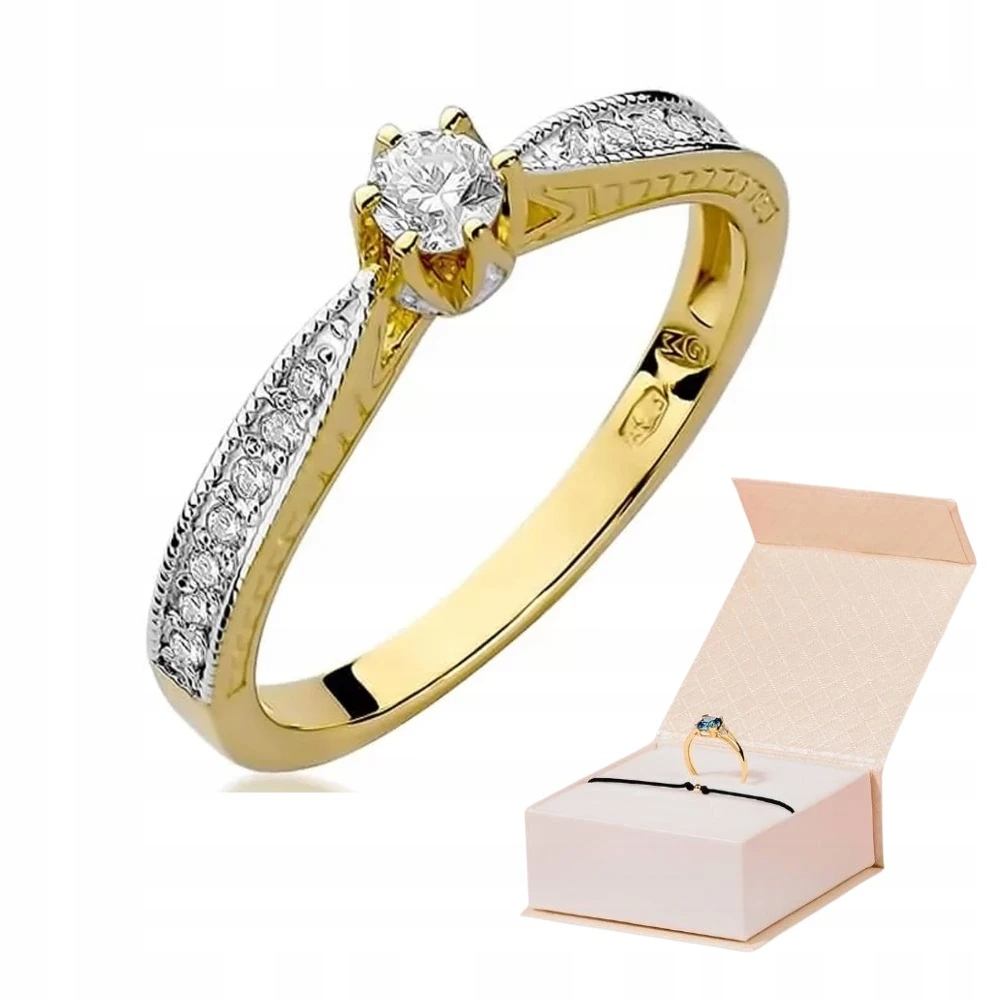 Zlatý Zásnubní Prstýnek 585 S Diamanty O Hmotnosti 0,30 KArátu Zlatý Náramek