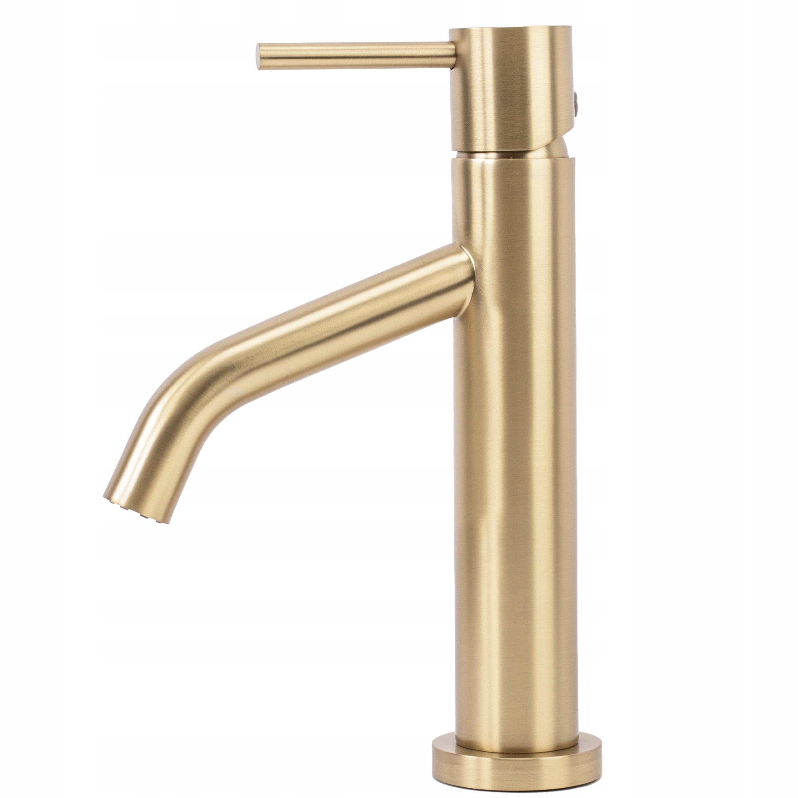 Bateria Umywalkowa Stojąca Kran Rea Level Złota Szczotkowana Brush Niska