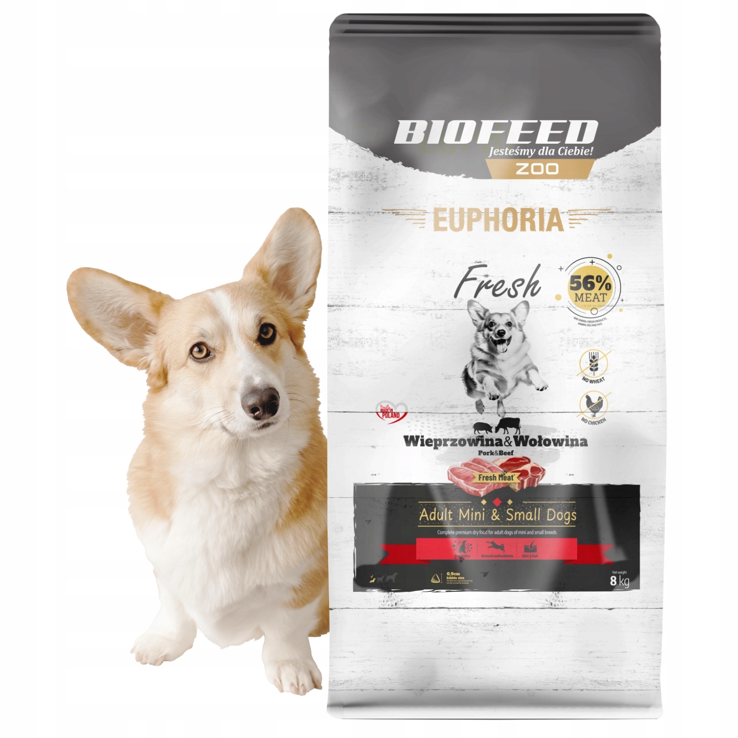 Levně Euphoria Fresh Meat Krmivo pro psy bez obilovin Vepřové Hovězí Xs/s 8kg