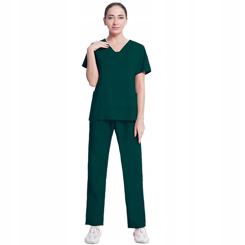 Komplet Medyczny Damski Scrub Uniform Model 42025 Ciemna Zieleń Rozmiar M