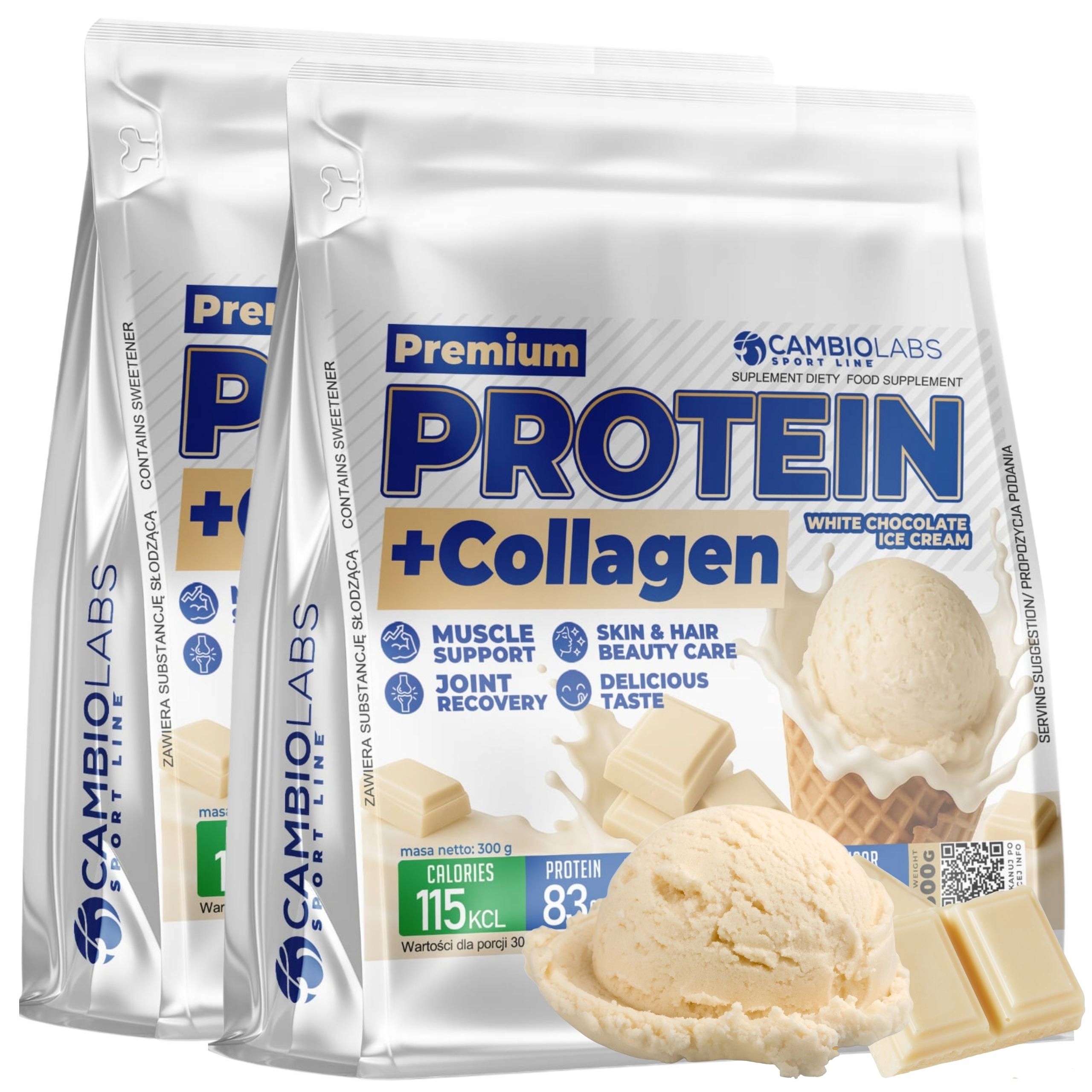 Syrovátkový Protein s kolagenem Bílkoviny Kolagen Wpc Bílá Čokoláda 2 x 300 g