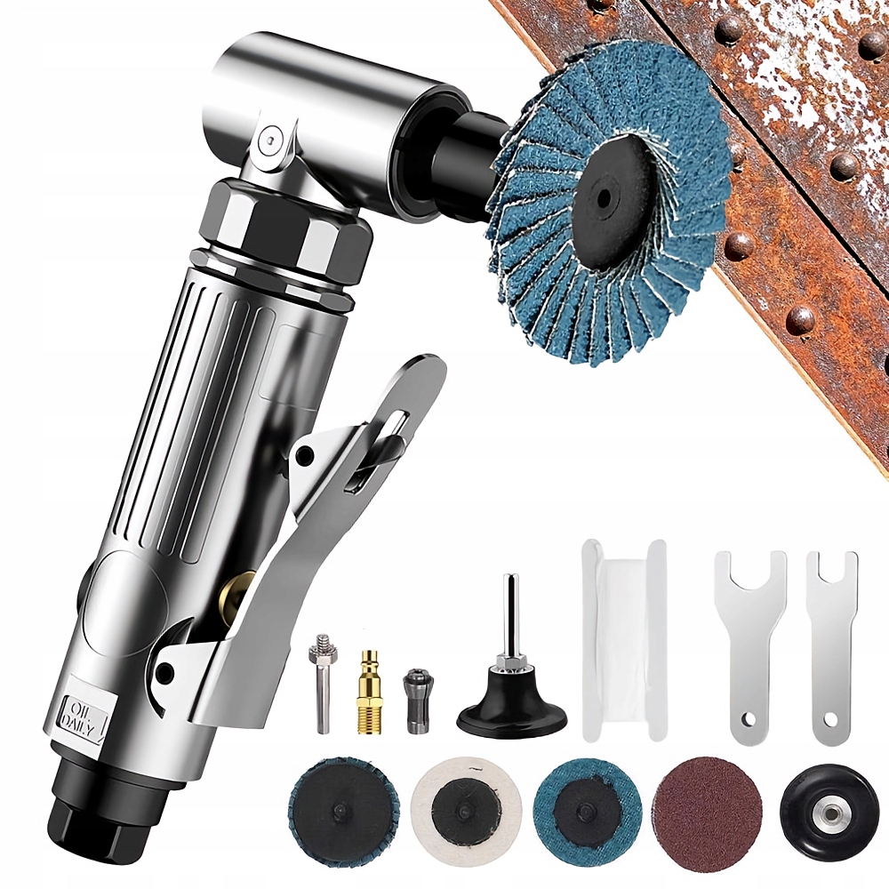 Pneumatická Bruska 1/4-ÚHLOVÁ 90°, Vysoký Moment Leštění Kovu