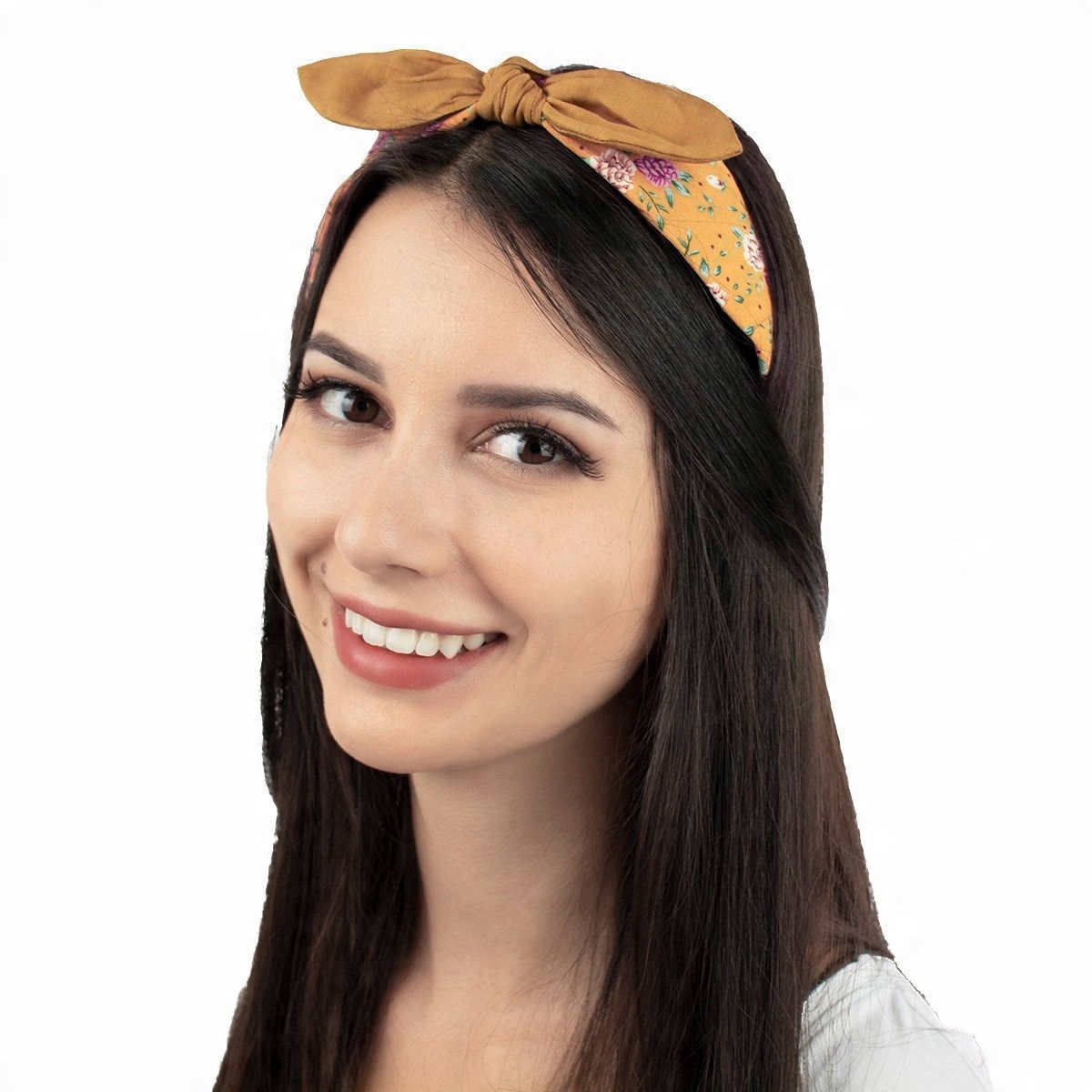 

Opaska Do Włosów żółta Kwiaty kokarda pin up