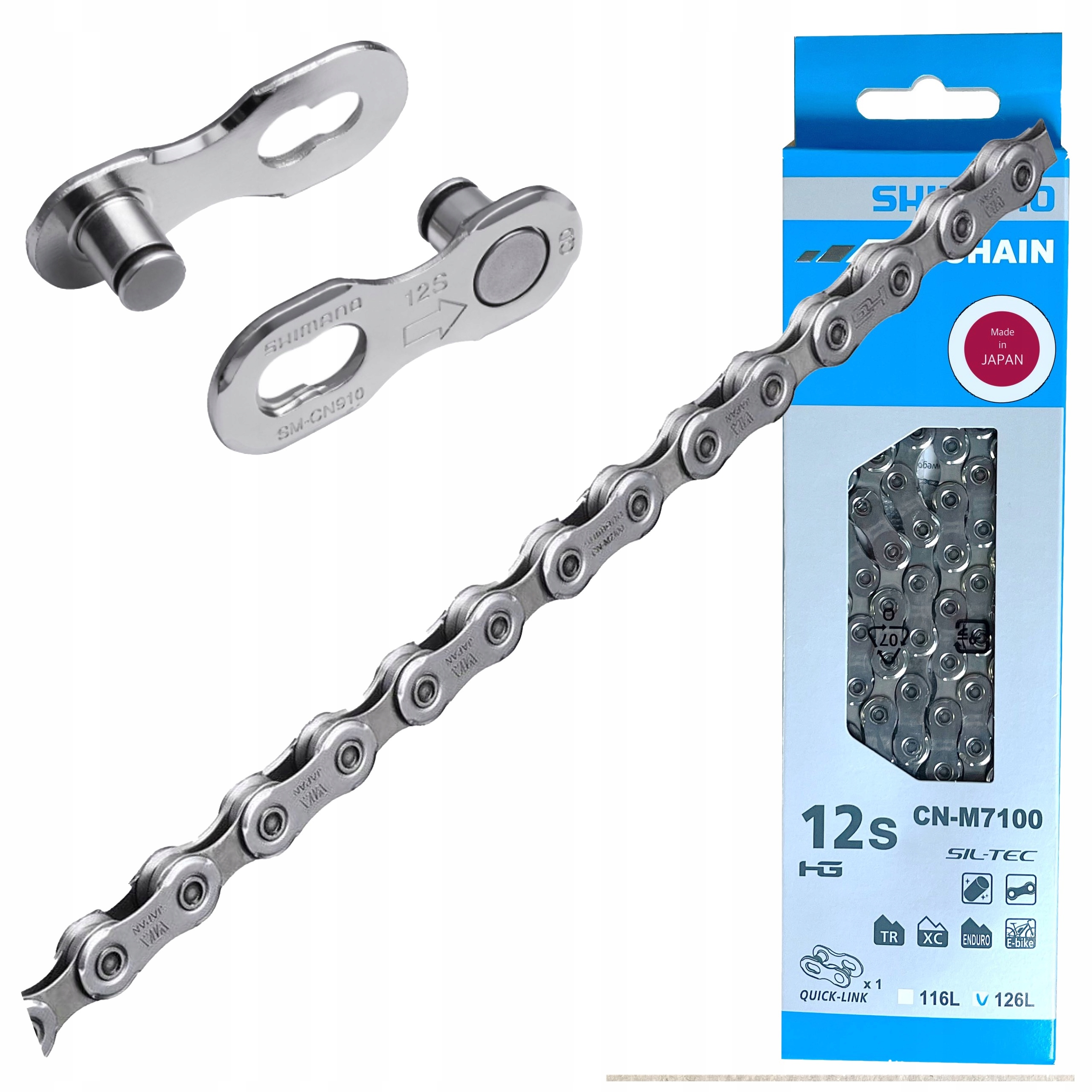 Łańcuch Rowerowy 12 rzędowy Shimano Slx 105 M7100 126 ogniw Box Japan