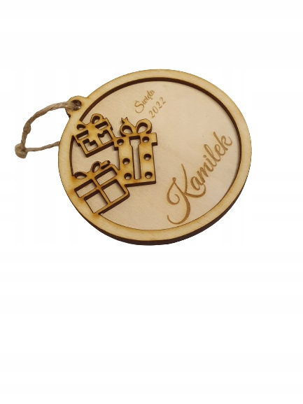 

Bombka drewniana z imieniem. Ozdoba świąteczna.