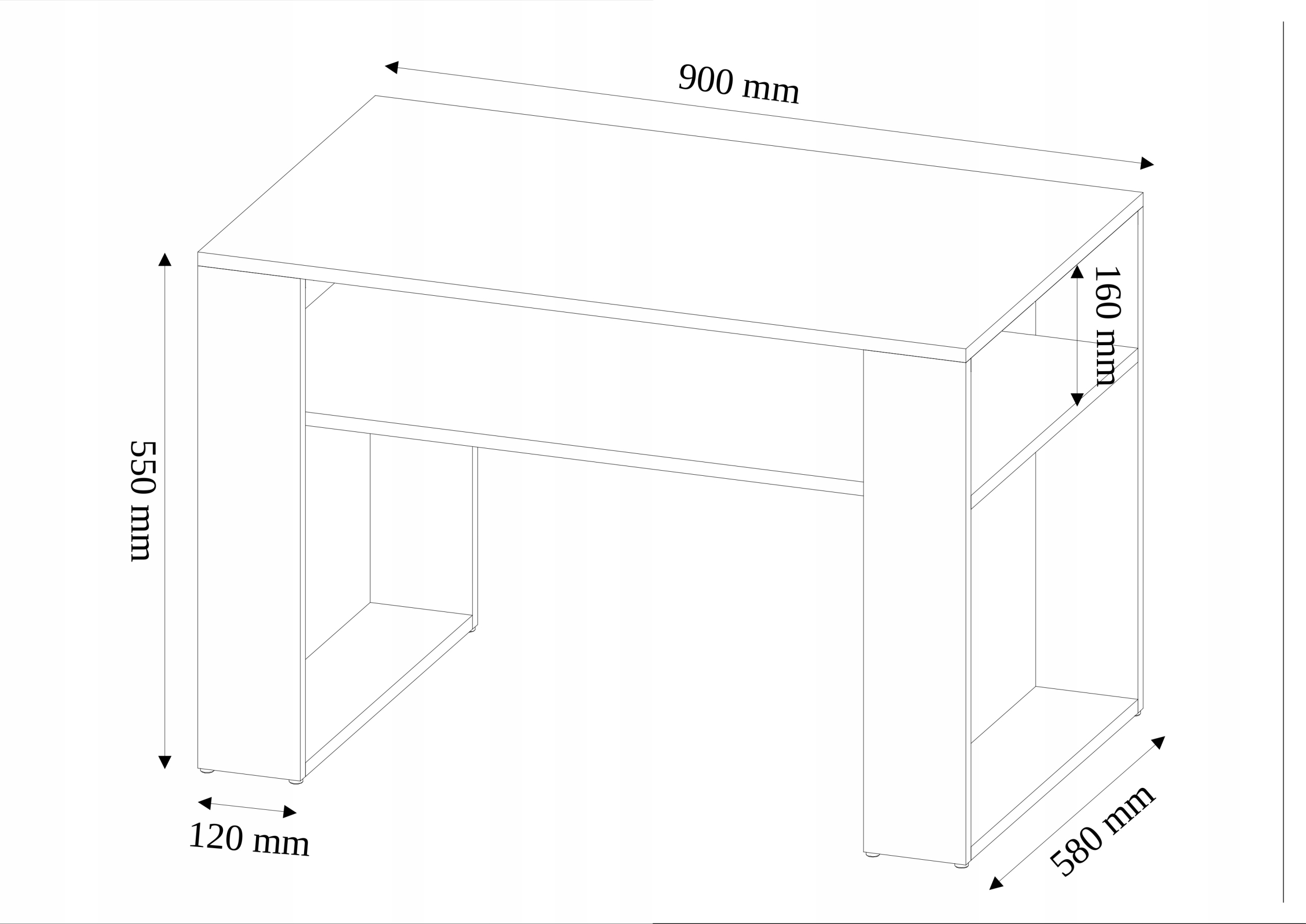 Meble Stolik kawowy ława półka 90x58x55cm produkt polski A-5 ANTRACYT