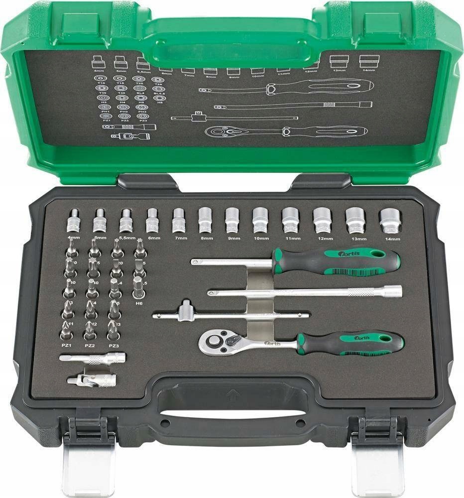 Sada nástrčných kľúčov 1/4 Sada 36-dielna Fortis Skrutkovacie koncovky
