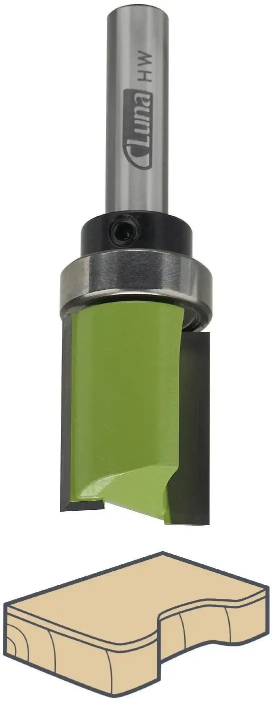 Okrajový fréz Luna 12/15/57/8 mm s horním ložiskem, přesnost při obrábění