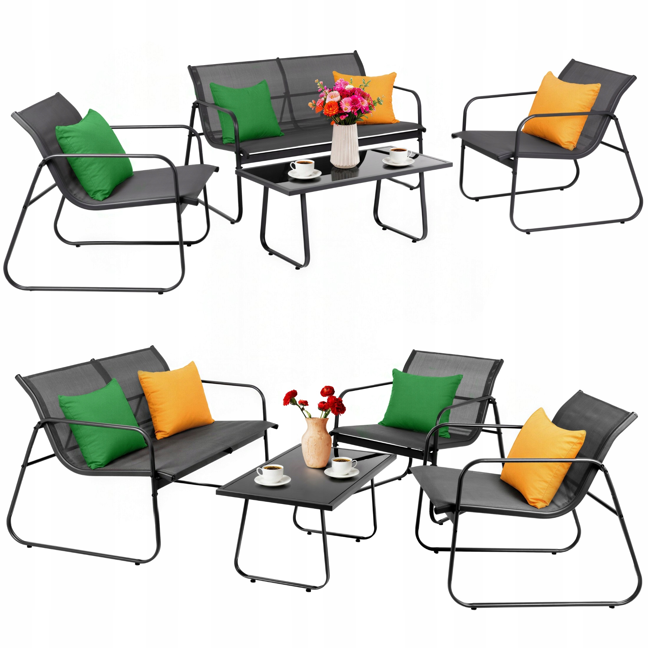 Zestaw meble Ogrodowe na taras do ogrodu Komplet stół 2 x fotel sofa