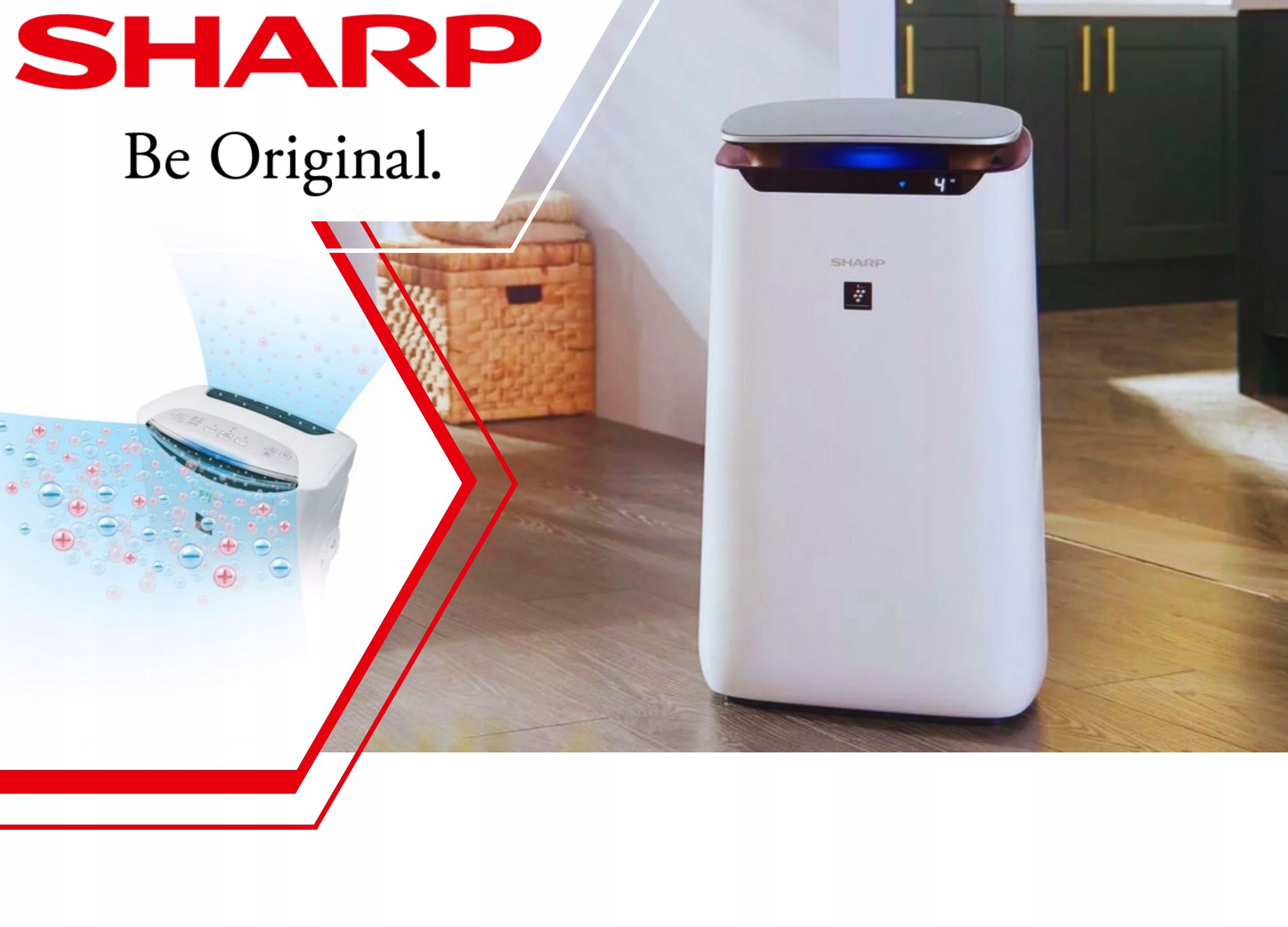 Oczyszczacz powietrza SHARP z JONIZACJĄ FP-J60EUW dla alergików HEPA +ebook Kolor dominujący biały