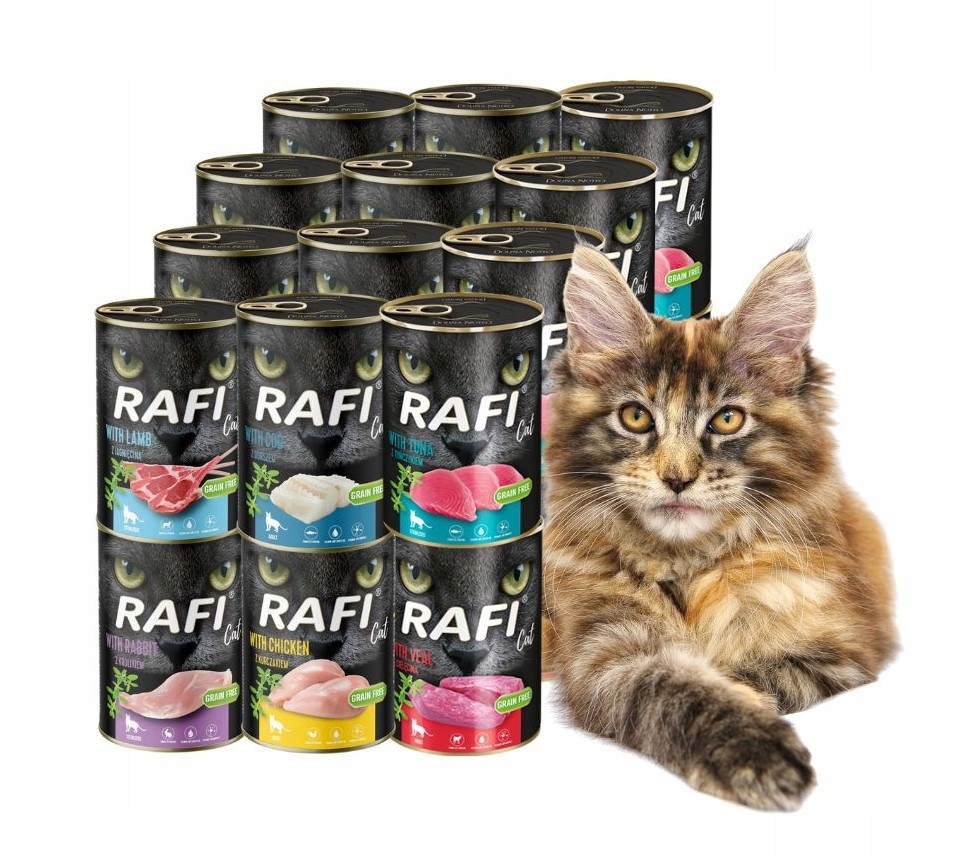 Rafi mokré krmivo pro kočky mix chutí 24x400g Bezobilné Dolina Noteci