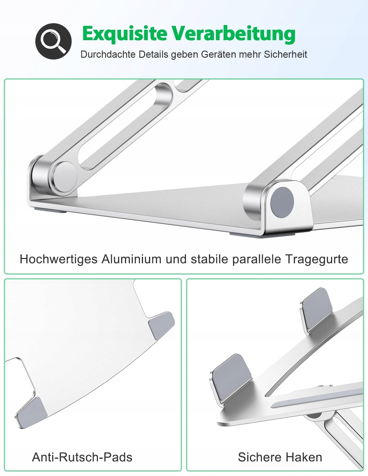 GLANGEH ALUMINIOWY STOJAK NA LAPTOPA ERGONOMICZNY REGULOWANY 10-16 CALI — miniatura 6
