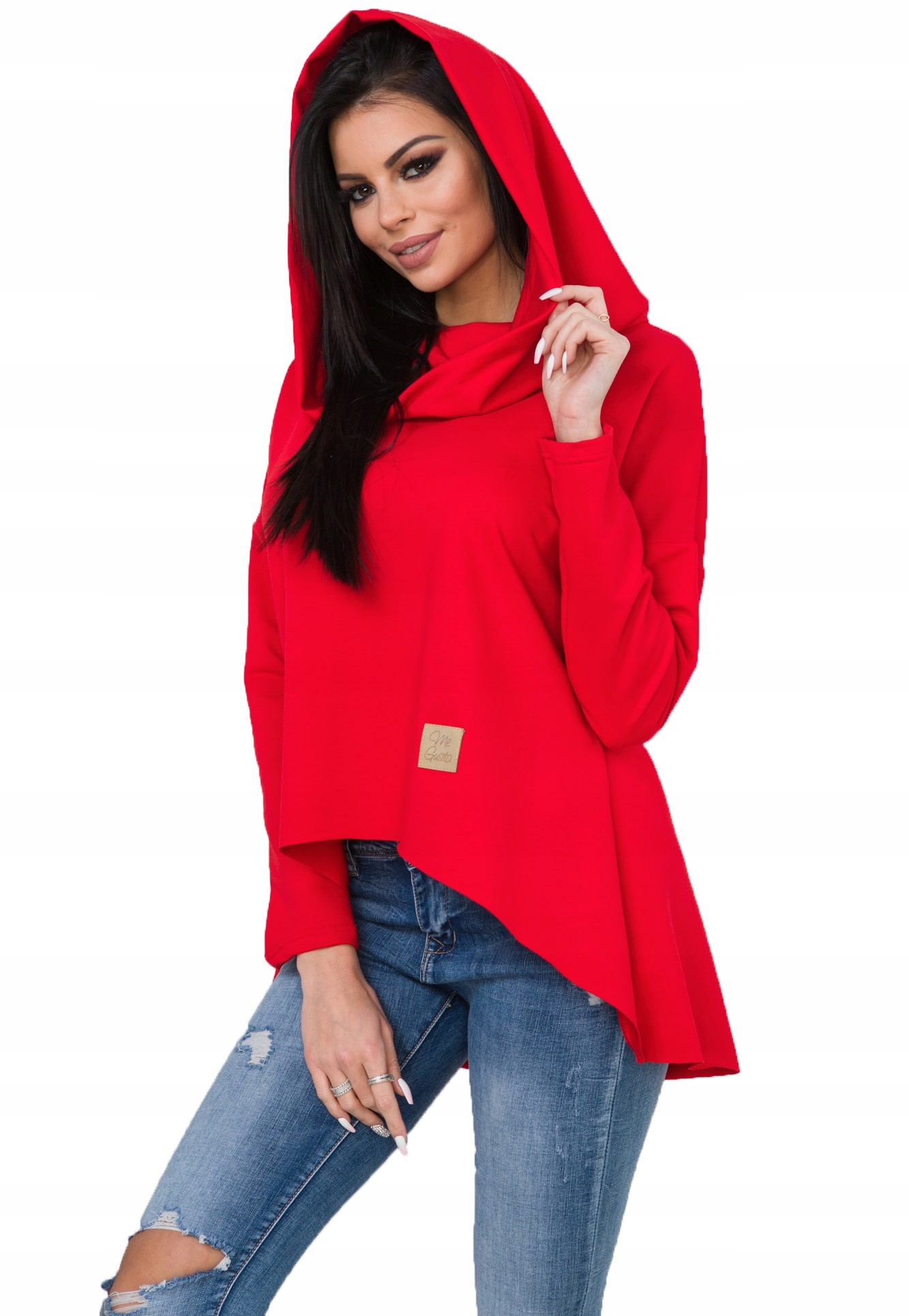 

Asymetryczna Tunika Bluza Sukienka Komin Kaptur XL