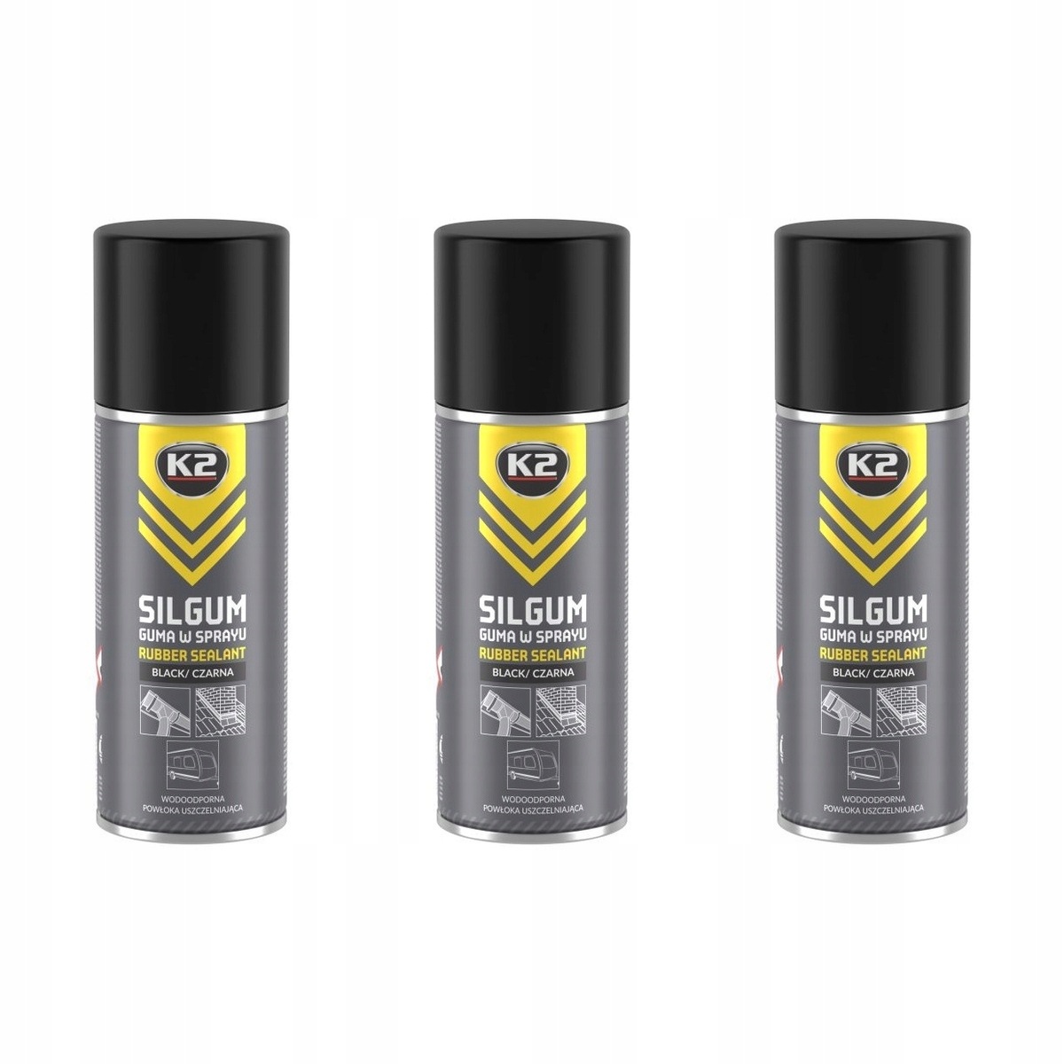 Guma ve spreji, pokrývačský tmel černý 400 ml K2 Silgum