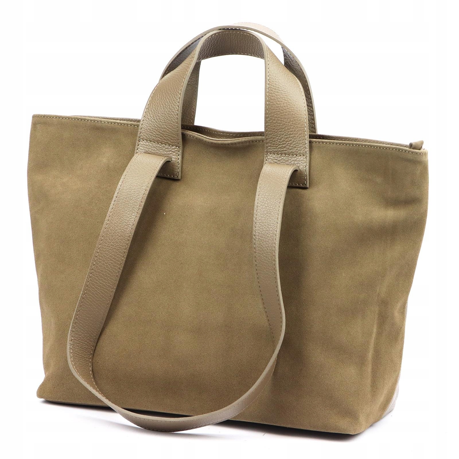 Dámská shopper kožená kabelka taupe, velká, pojme formát A4