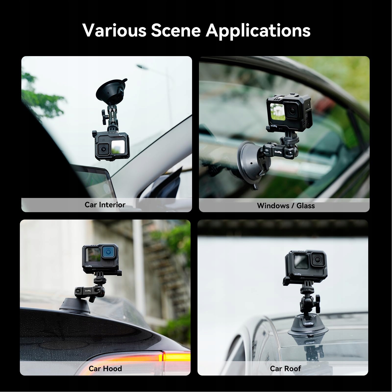 SMALLRIG Uchwyt Przyssawkowy Do GoPro DJI Insta360 Na Szybę Samochodu — miniatura 8