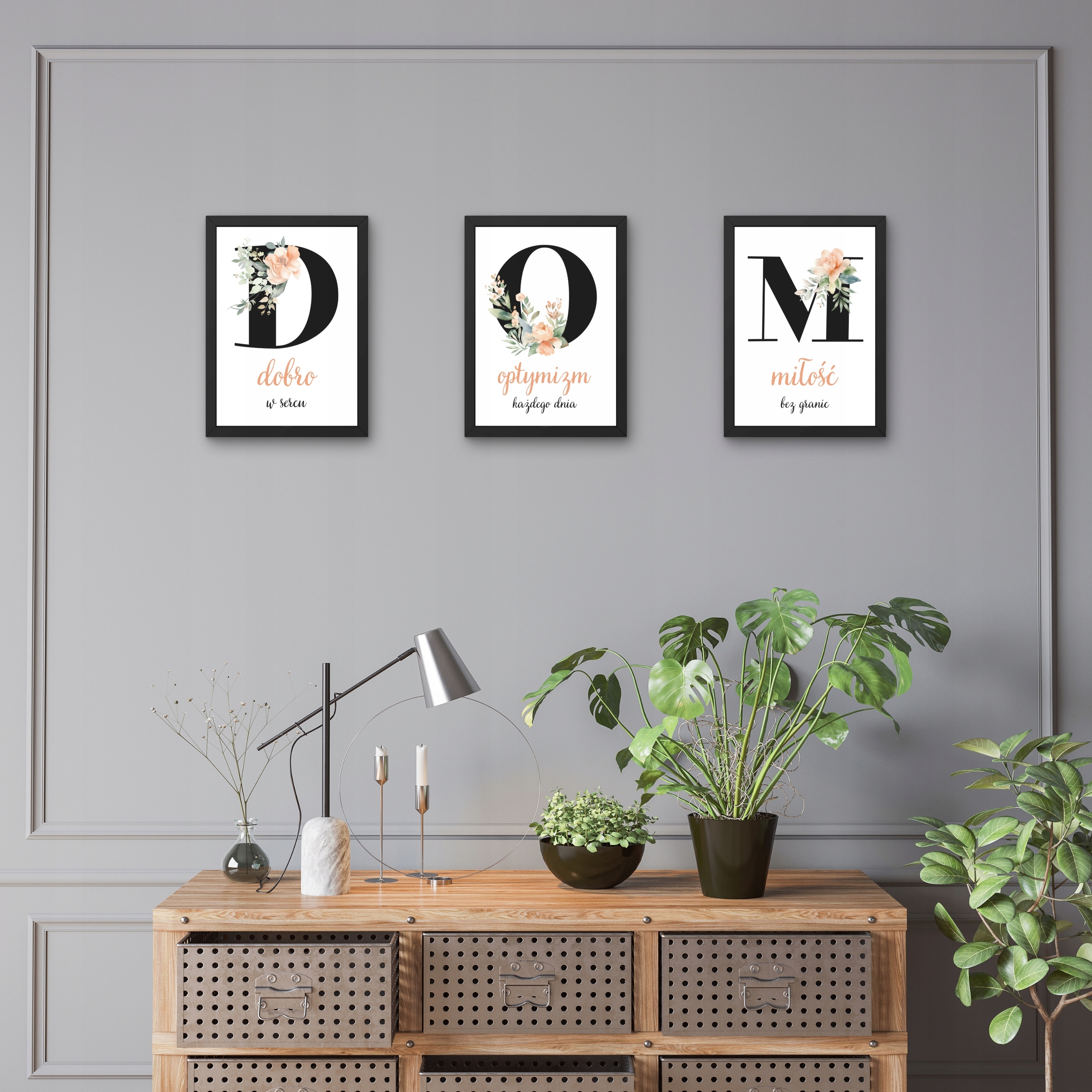 OBRAZY PLAKATY W RAMACH DO SALONU NA ŚCIANĘ KWIATY Kolor ramy czerń
